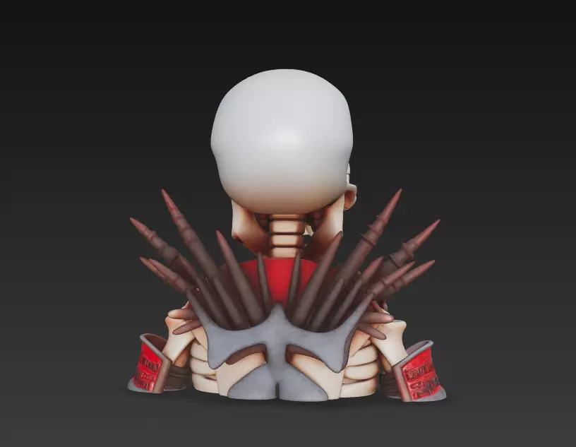 Infernal Bone Warlord - Stylized Skull Bust Sculpture 3D print model_4