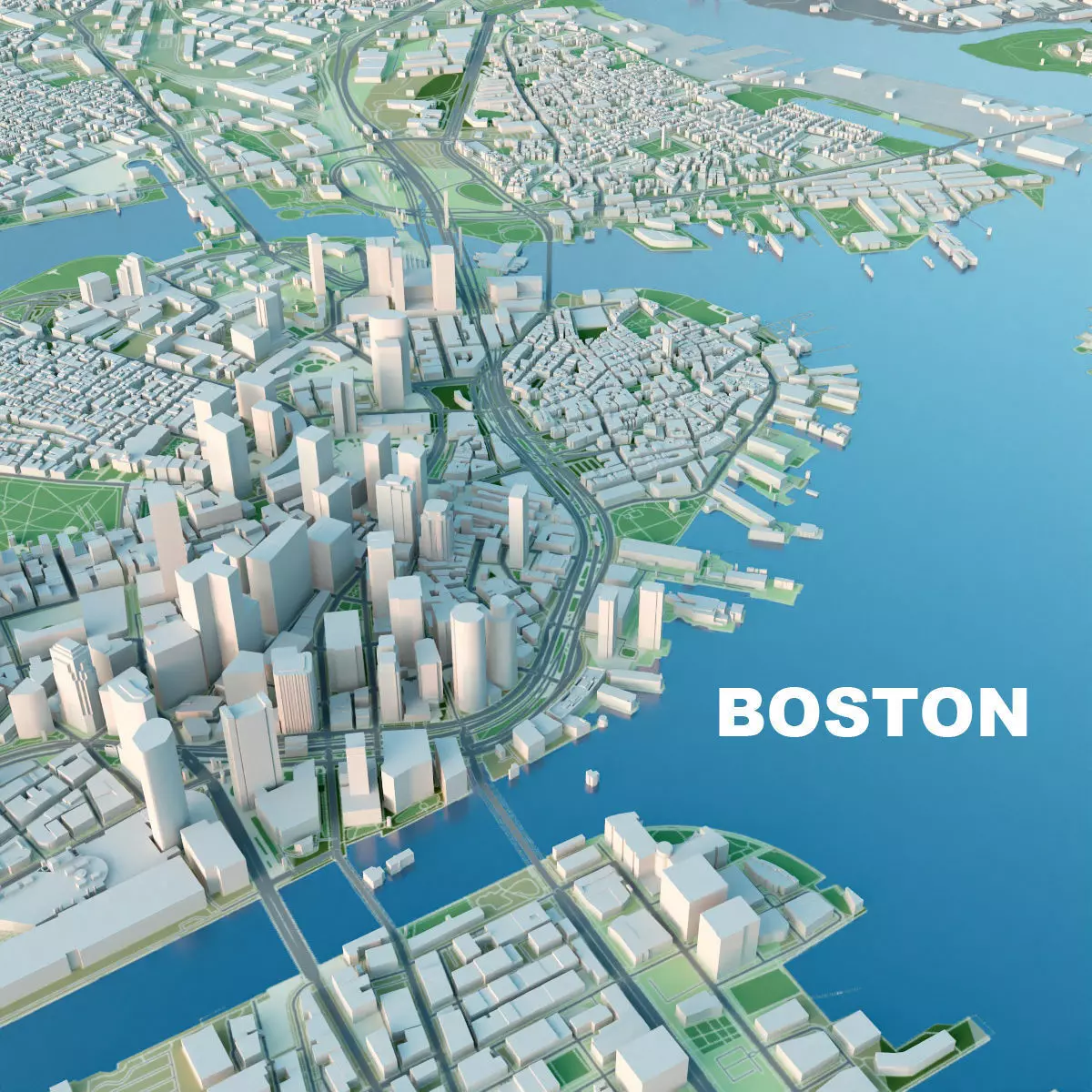Boston 3D City Map 3D model_0