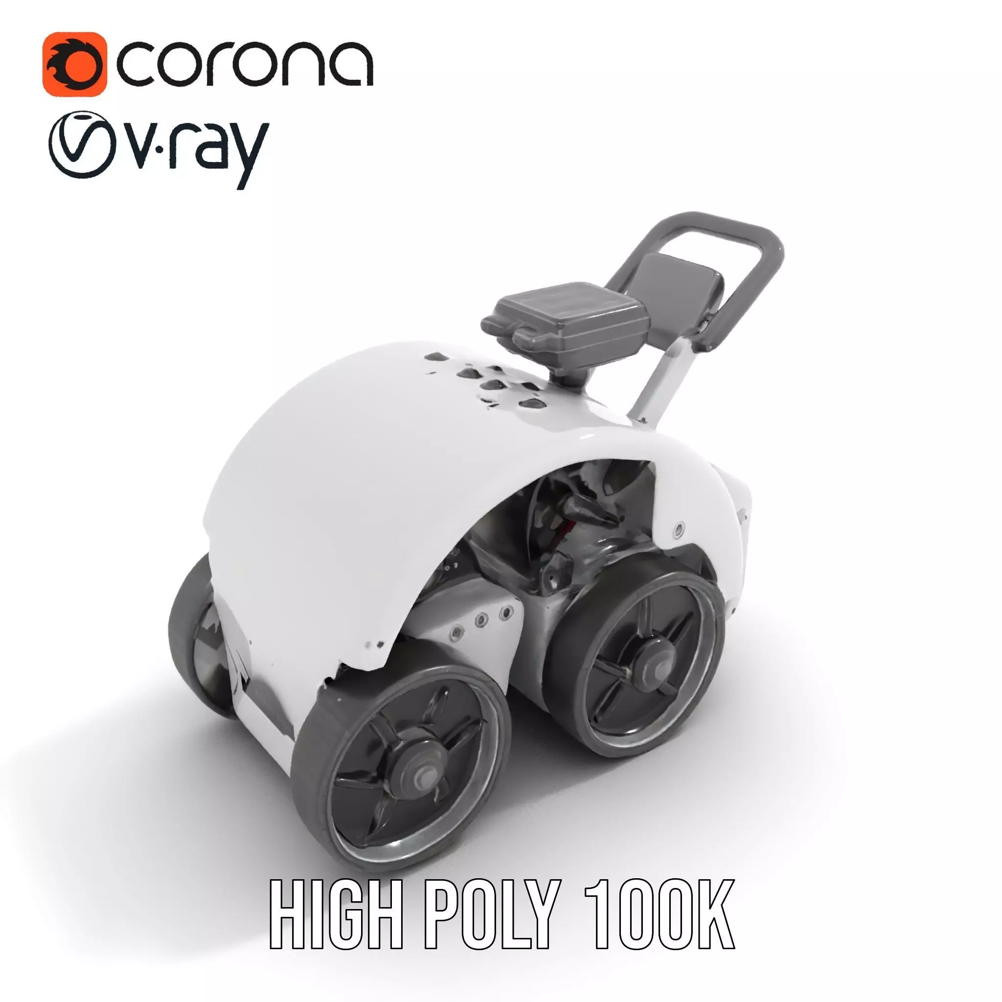 White Robotic Rover model pack Low-poly 3D model_23