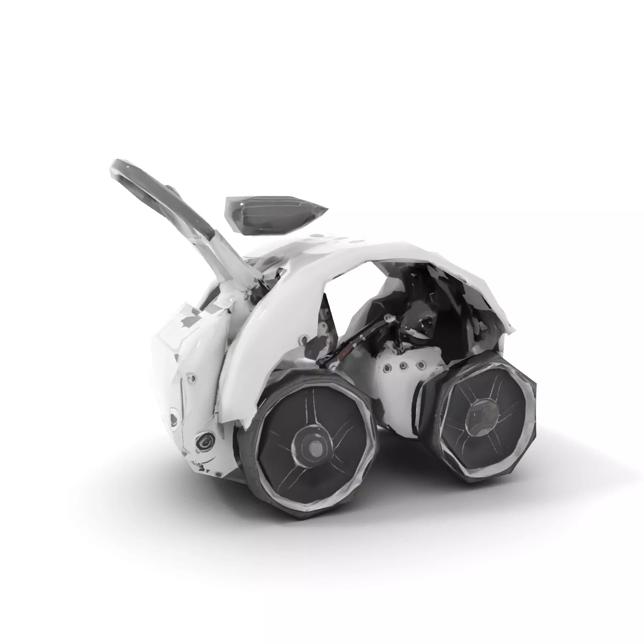 White Robotic Rover model pack Low-poly 3D model_7