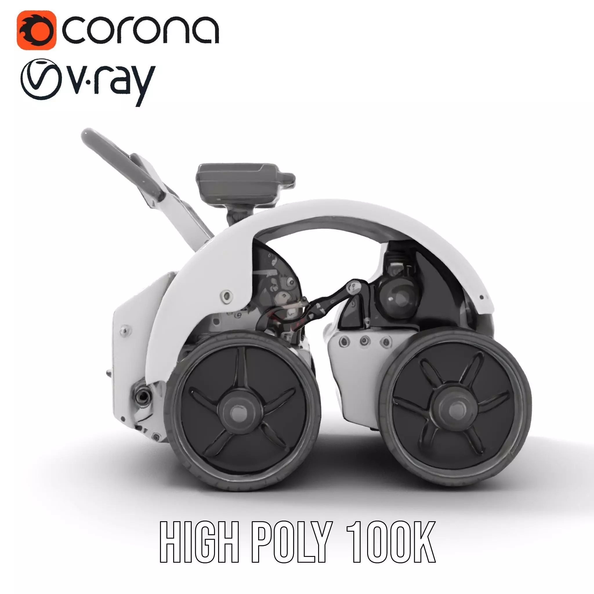White Robotic Rover model pack Low-poly 3D model_15