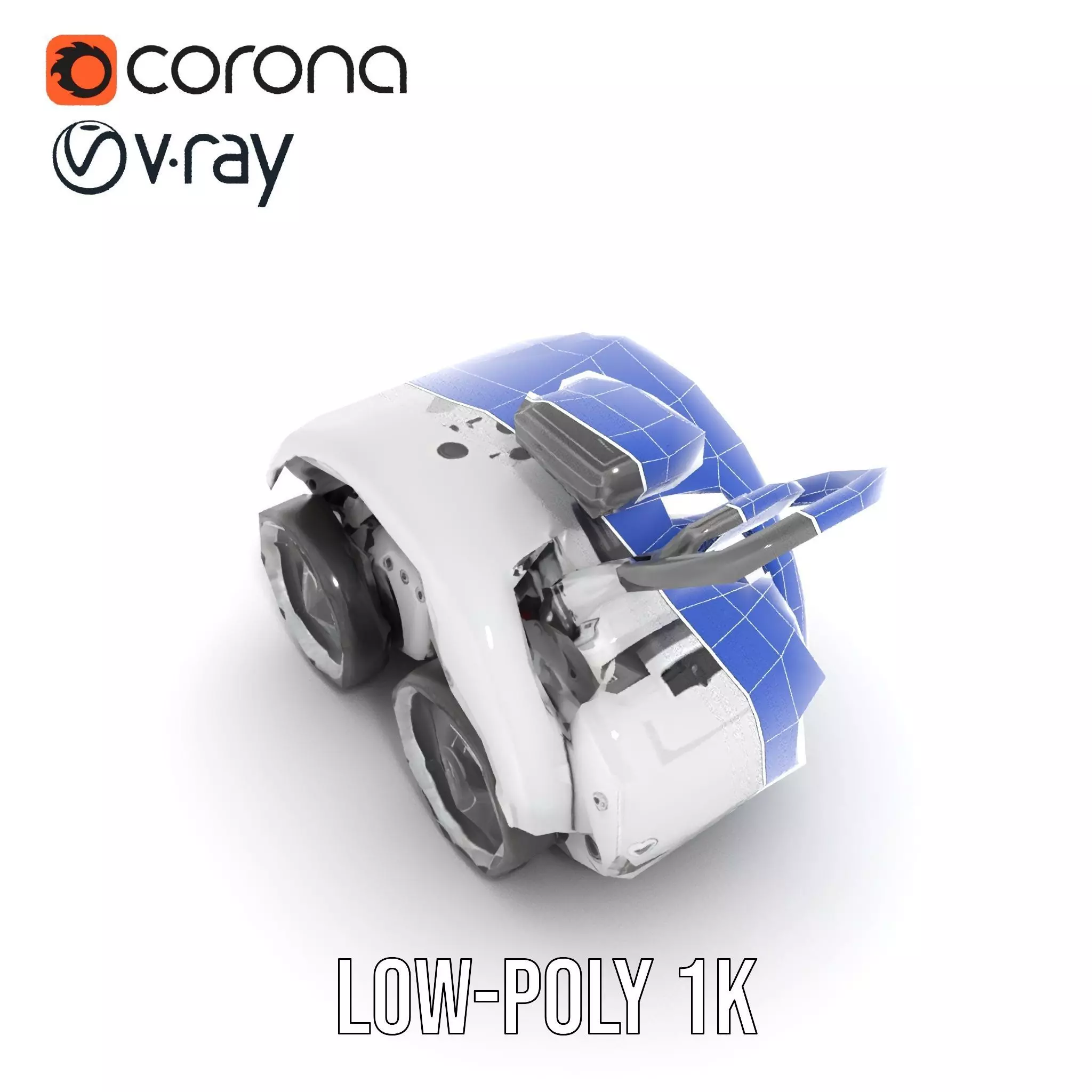 White Robotic Rover model pack Low-poly 3D model_17