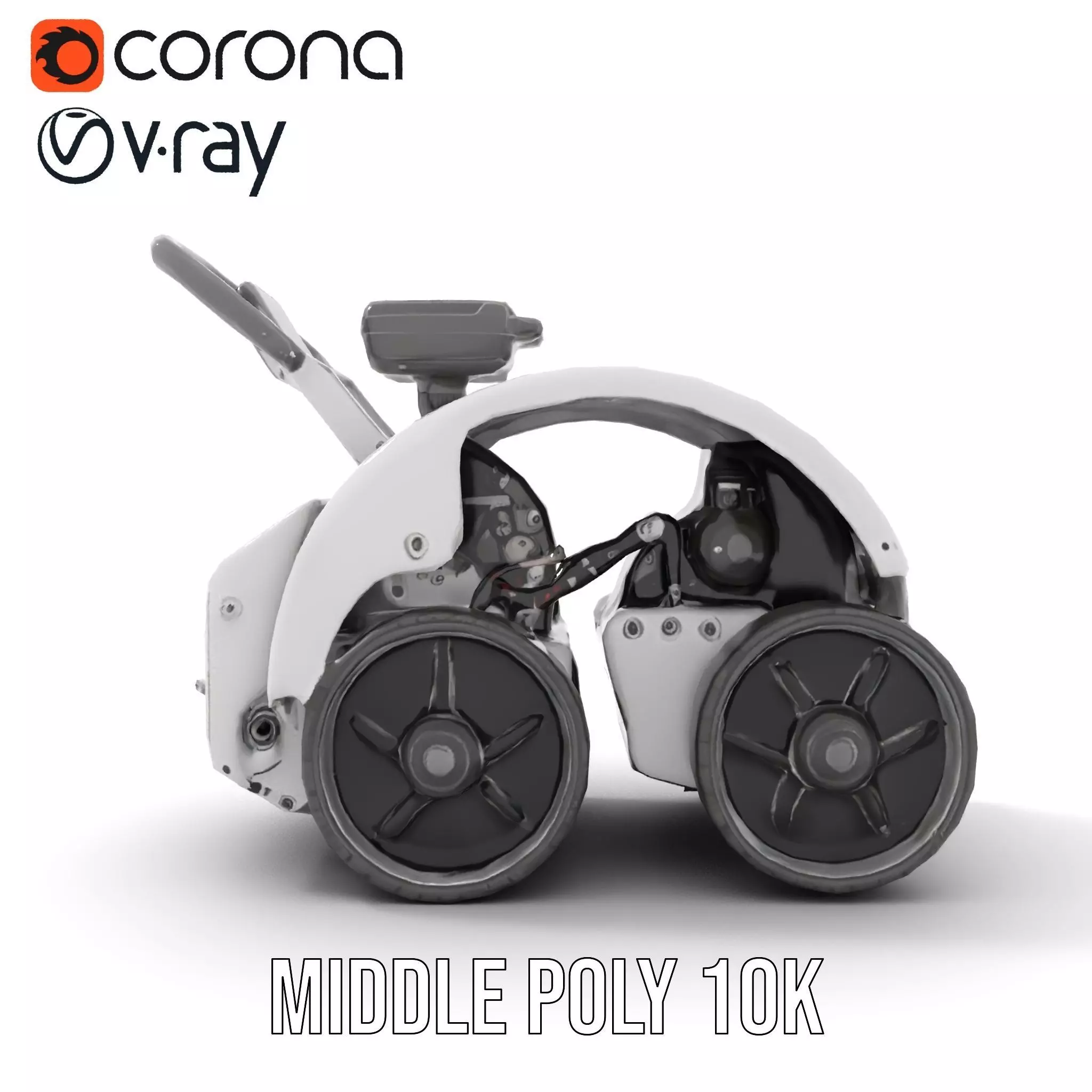 White Robotic Rover model pack Low-poly 3D model_5