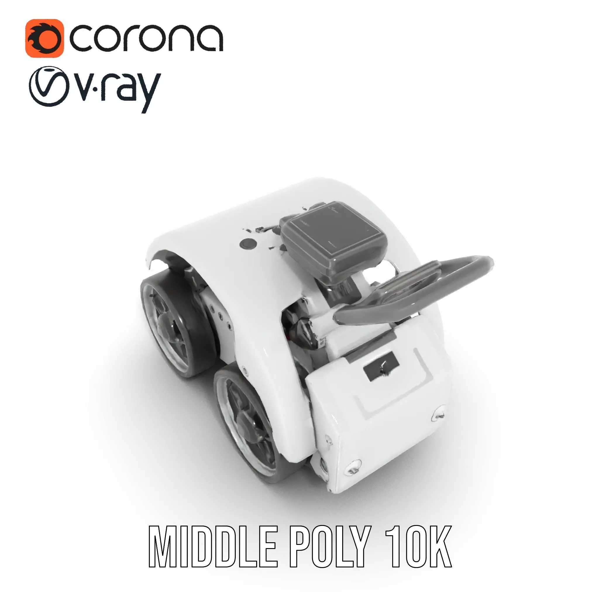 White Robotic Rover model pack Low-poly 3D model_13