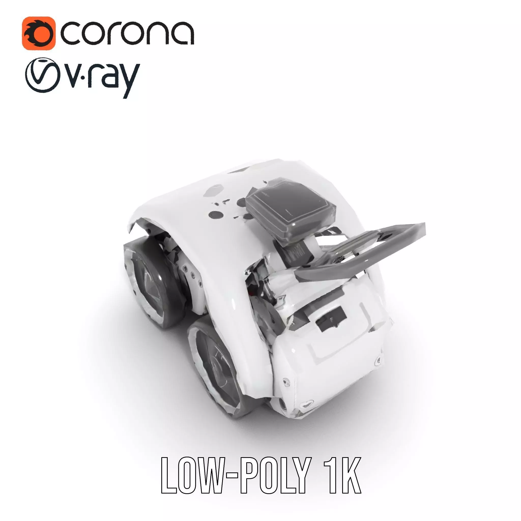 White Robotic Rover model pack Low-poly 3D model_22
