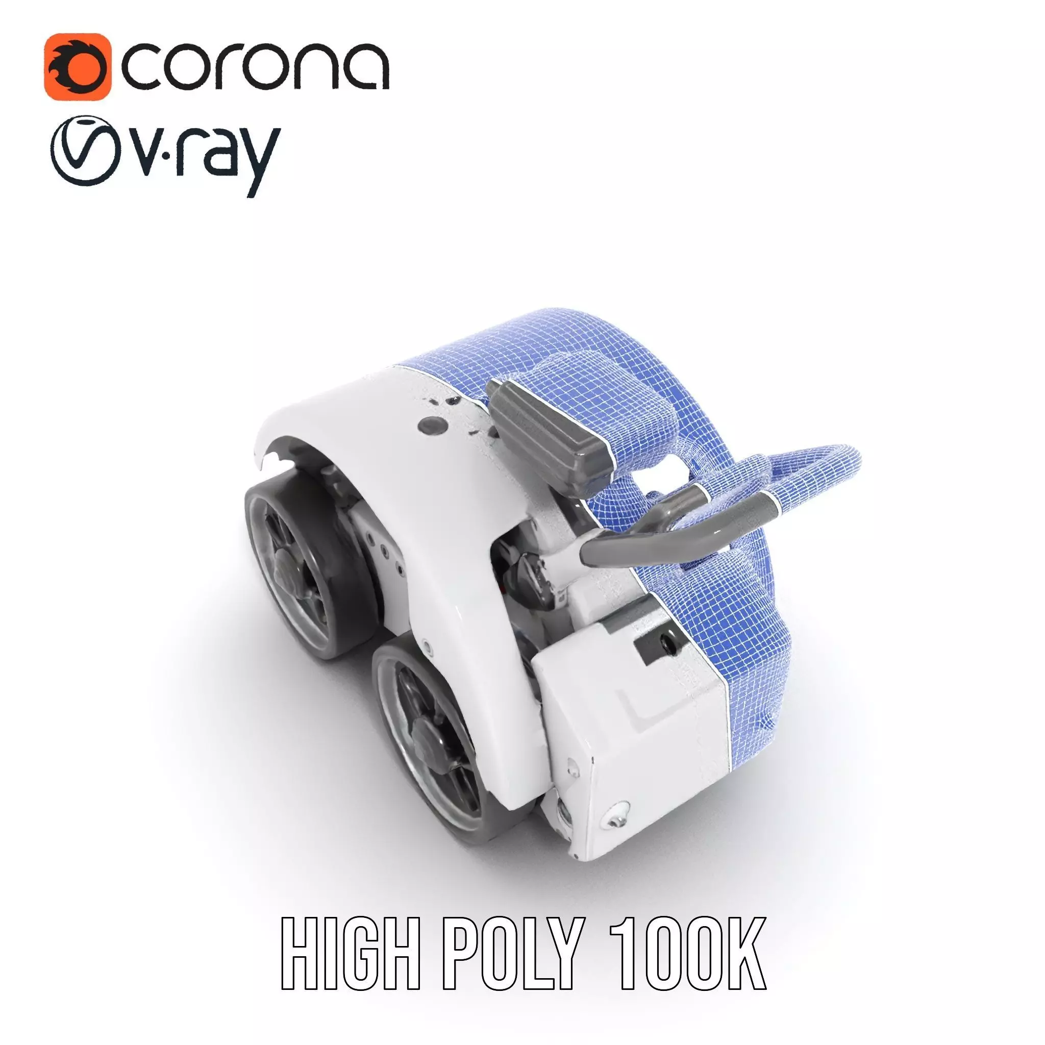 White Robotic Rover model pack Low-poly 3D model_33