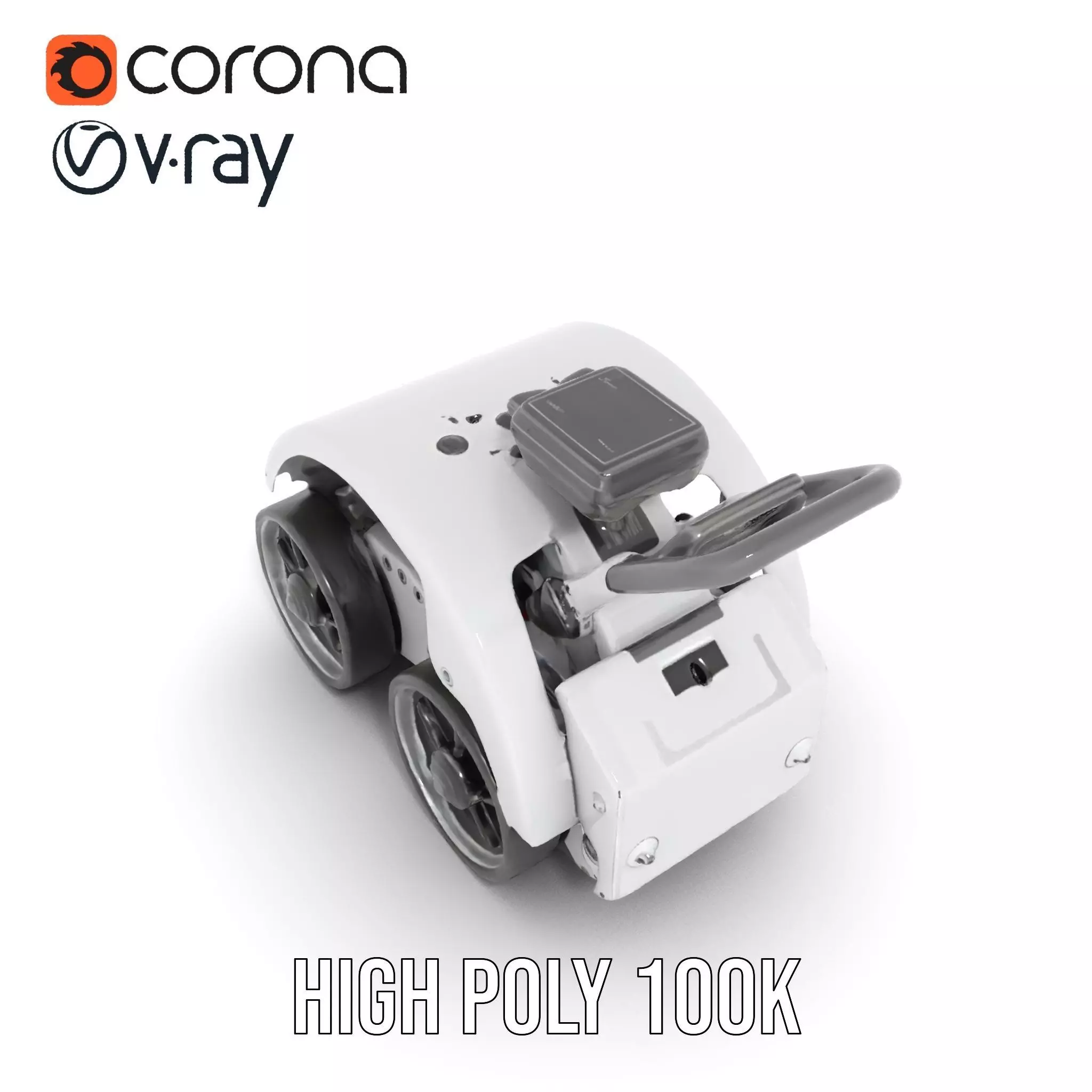 White Robotic Rover model pack Low-poly 3D model_28