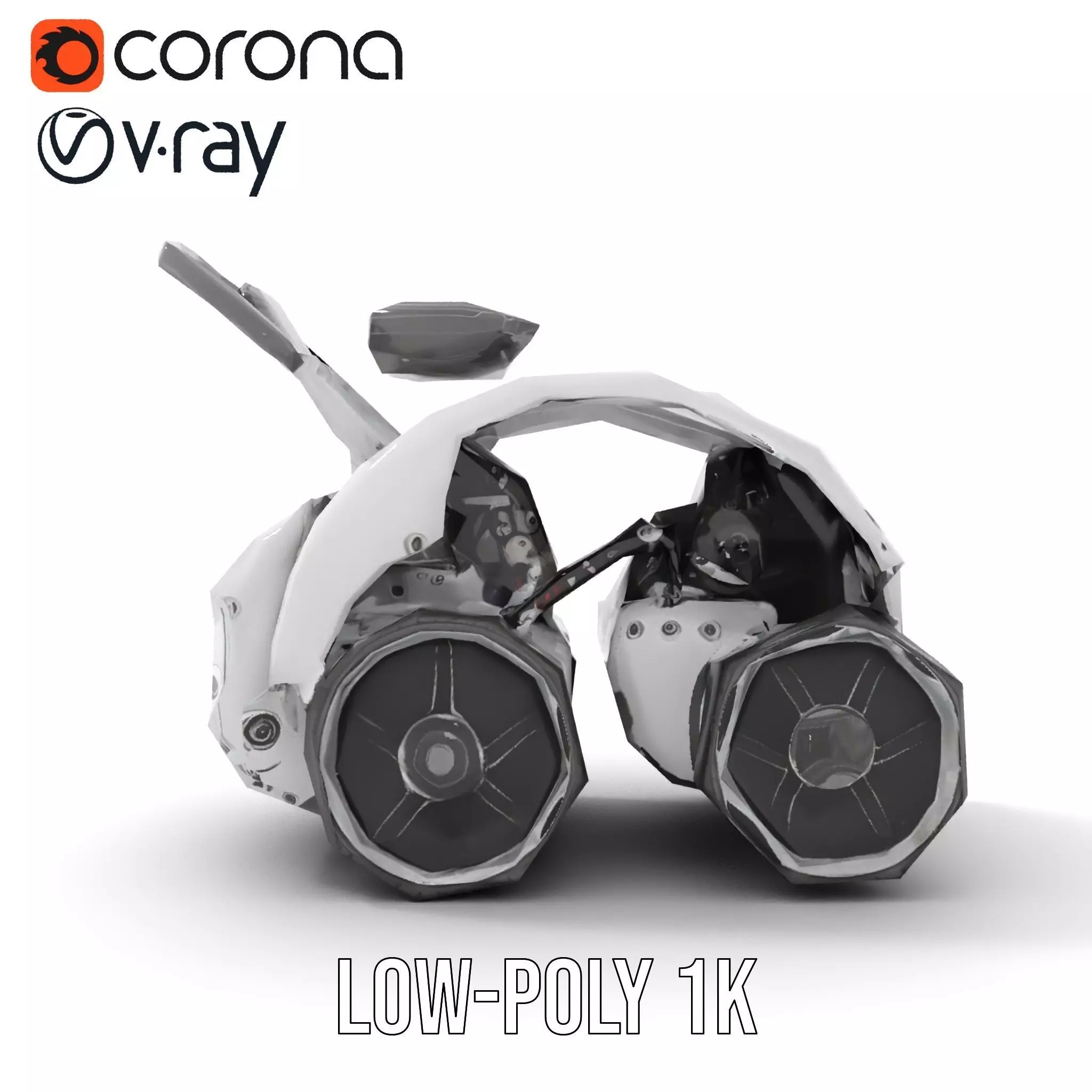 White Robotic Rover model pack Low-poly 3D model_20