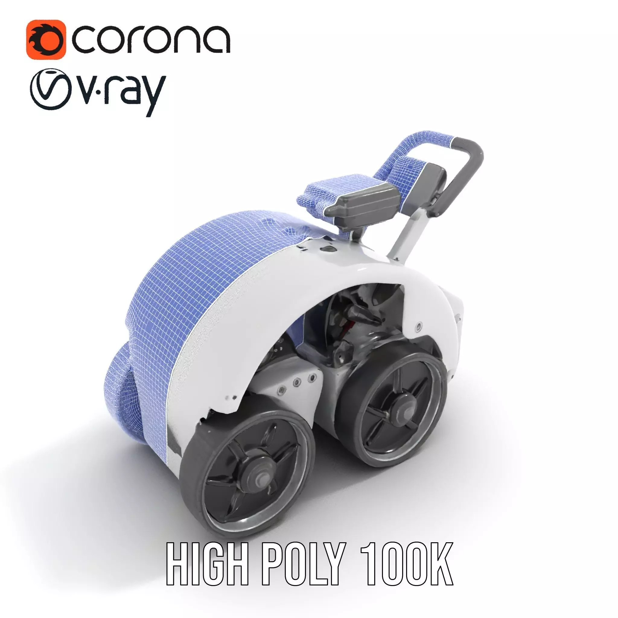 White Robotic Rover model pack Low-poly 3D model_32