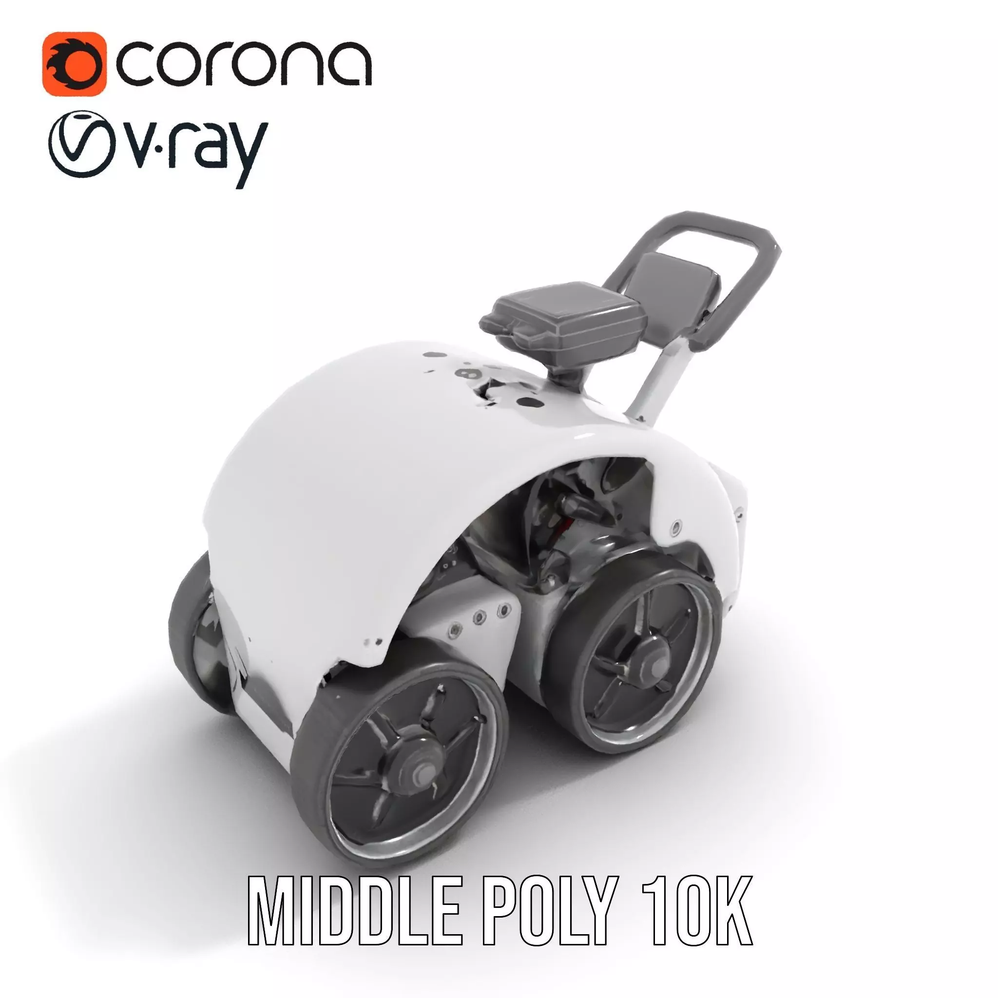 White Robotic Rover model pack Low-poly 3D model_11
