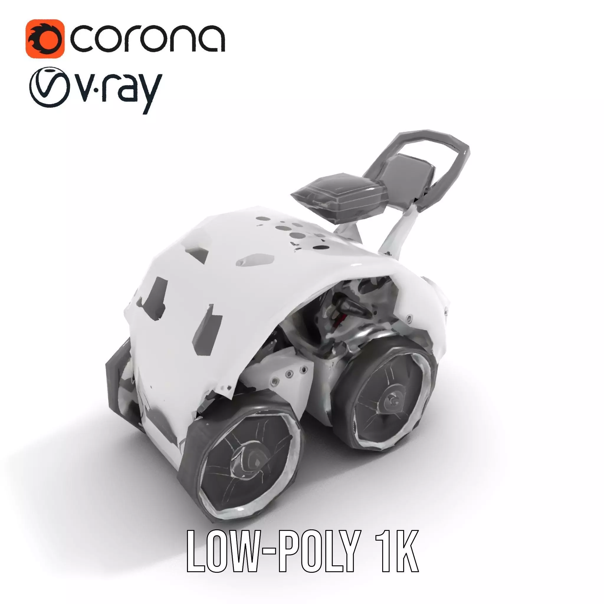 White Robotic Rover model pack Low-poly 3D model_9