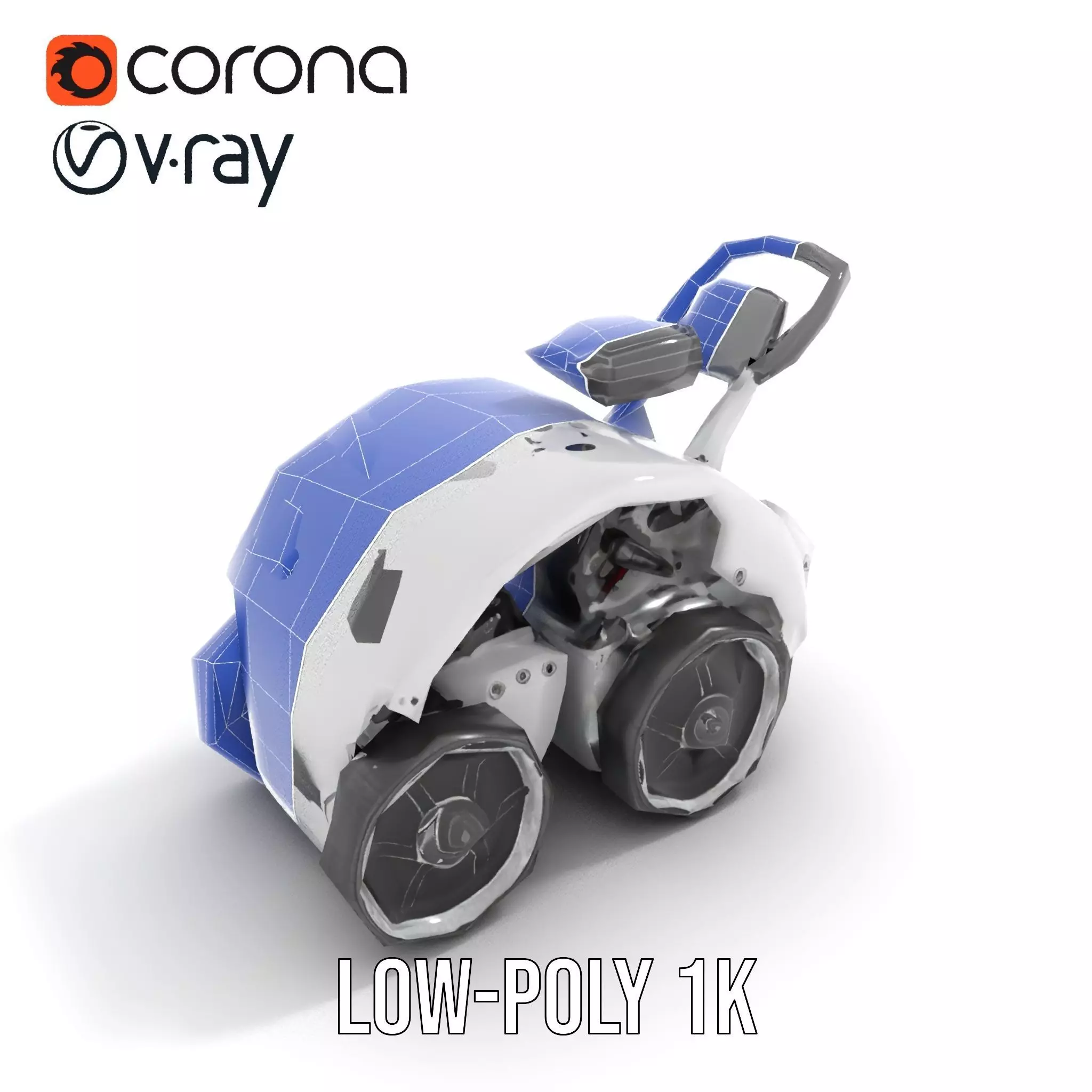 White Robotic Rover model pack Low-poly 3D model_12