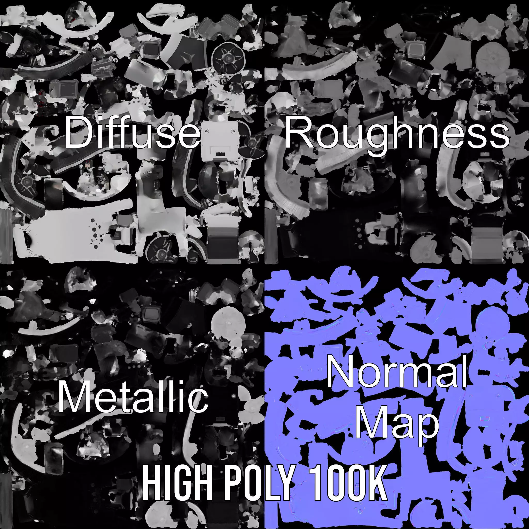 White Robotic Rover model pack Low-poly 3D model_3