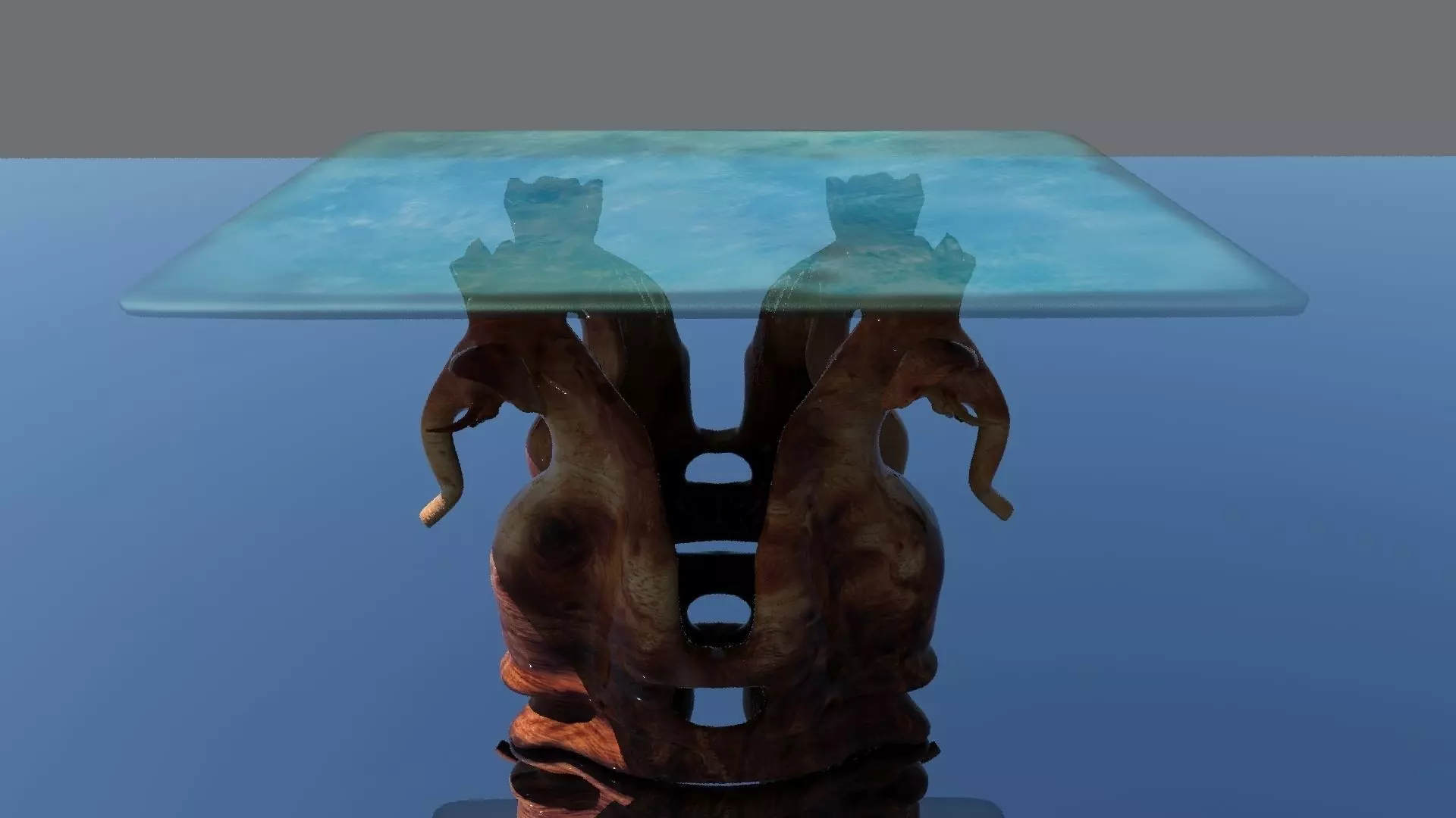 coffee table with elephants Low-poly 3D model_0
