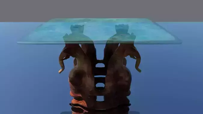 coffee table with elephants Low-poly 3D model