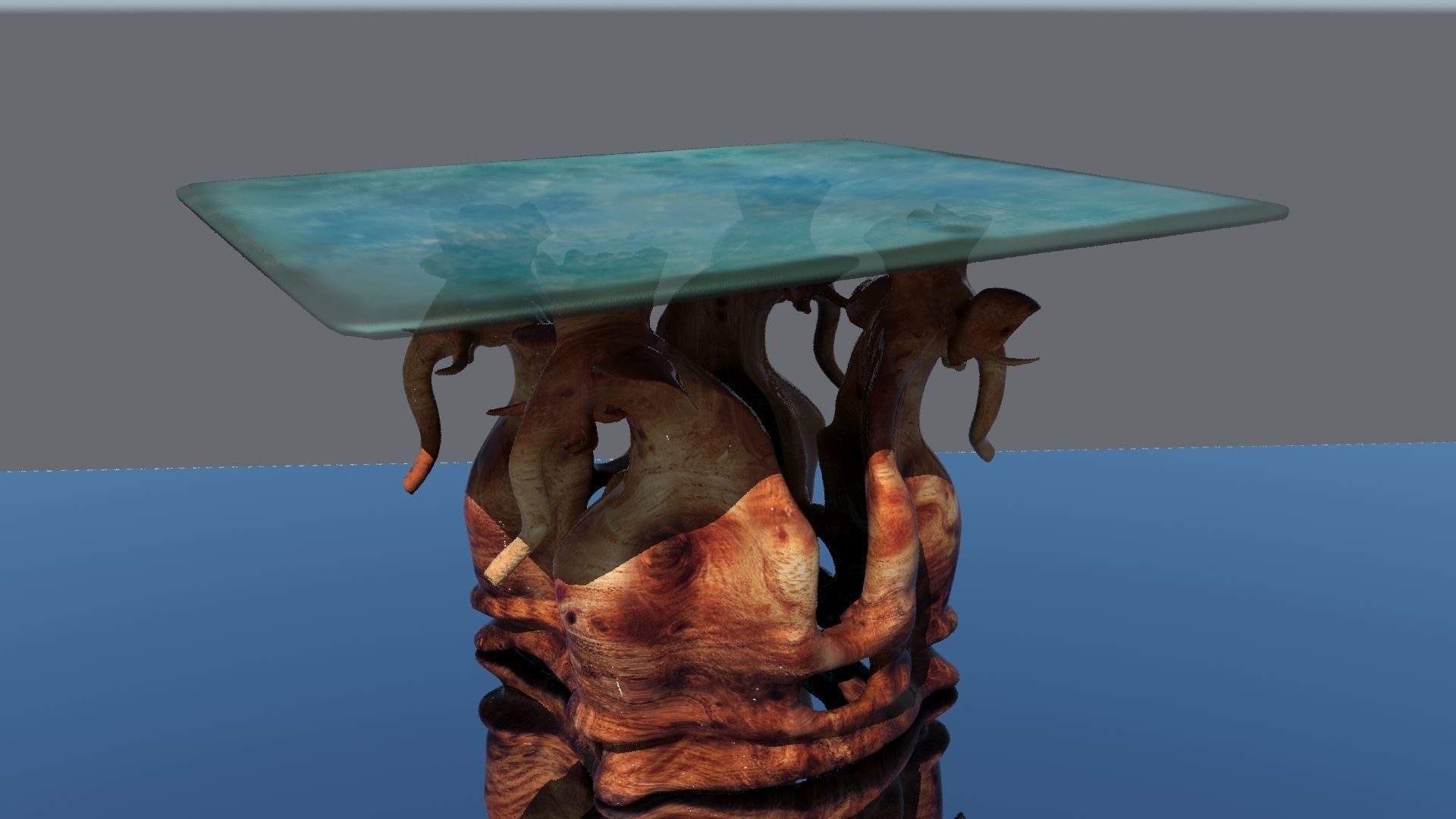 coffee table with elephants Low-poly 3D model_1