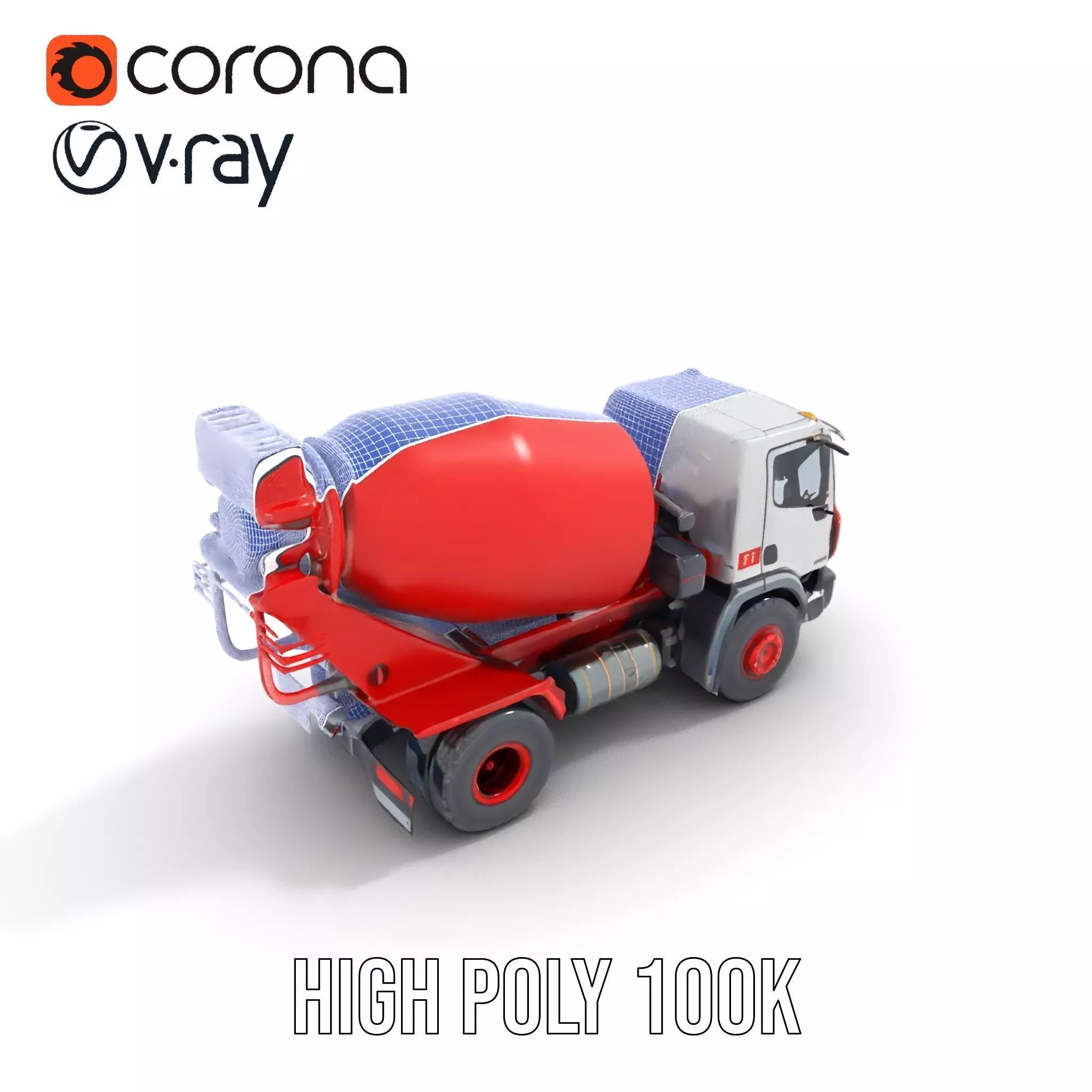 Red Cement Mixer model pack Low-poly 3D model_23