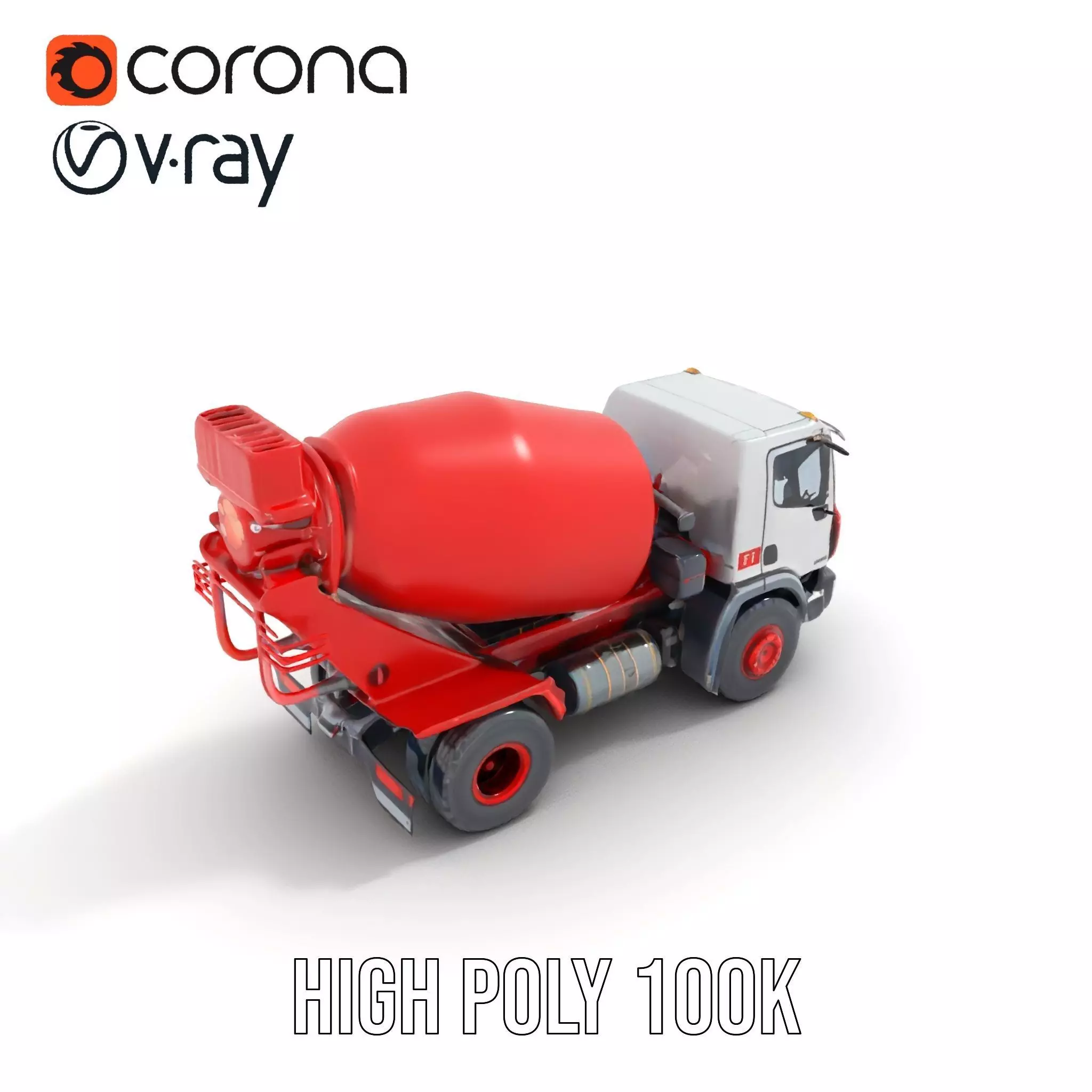 Red Cement Mixer model pack Low-poly 3D model_32