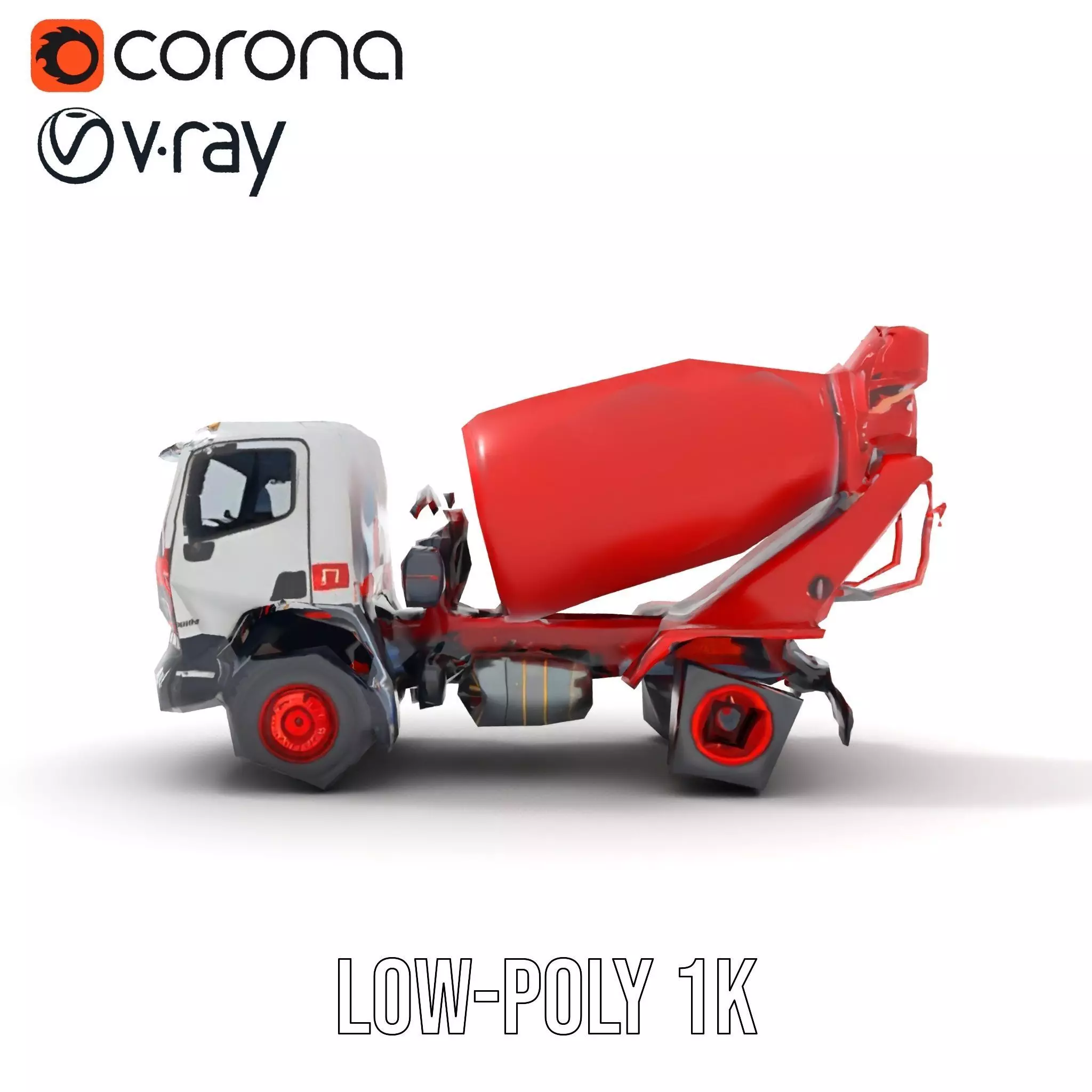 Red Cement Mixer model pack Low-poly 3D model_19