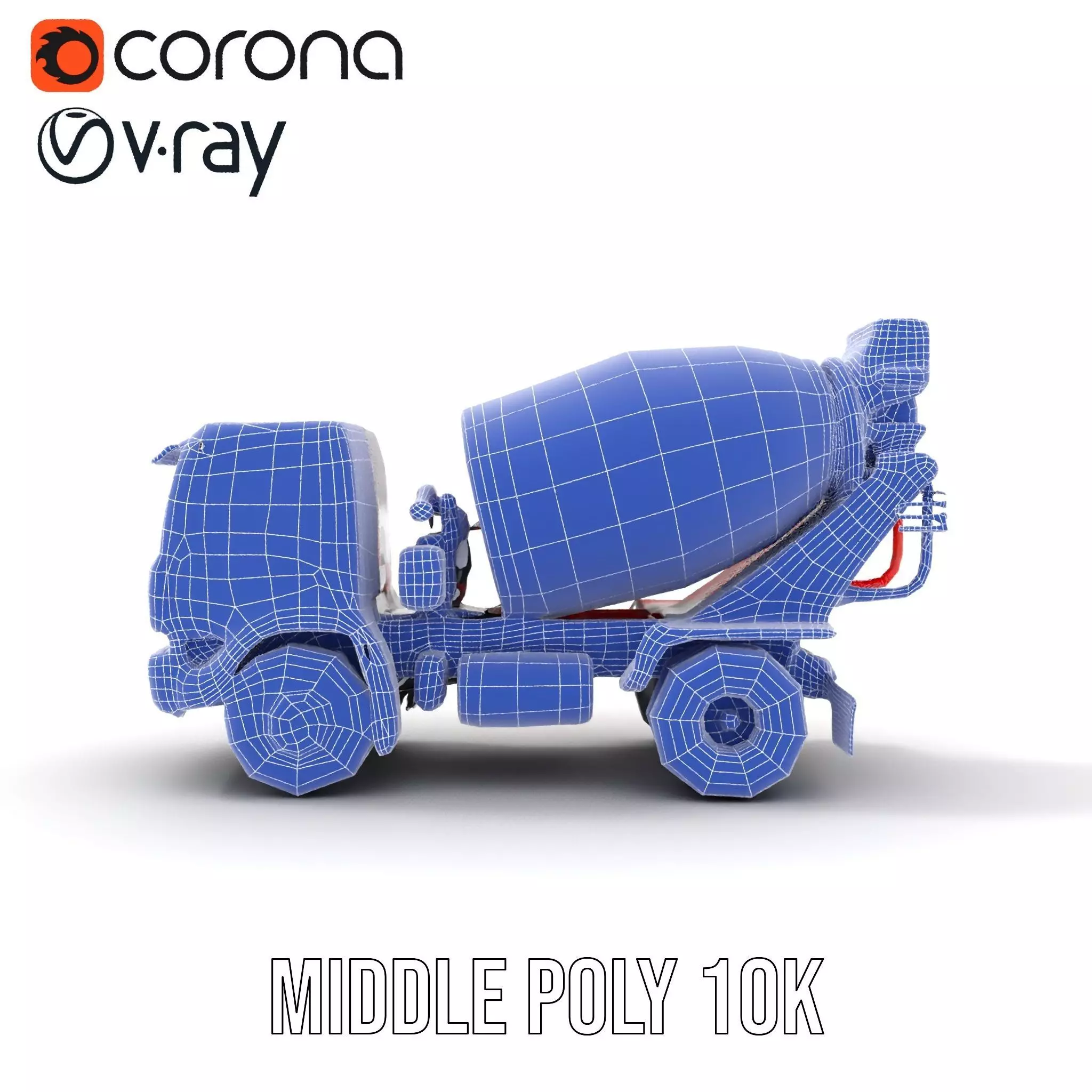 Red Cement Mixer model pack Low-poly 3D model_24