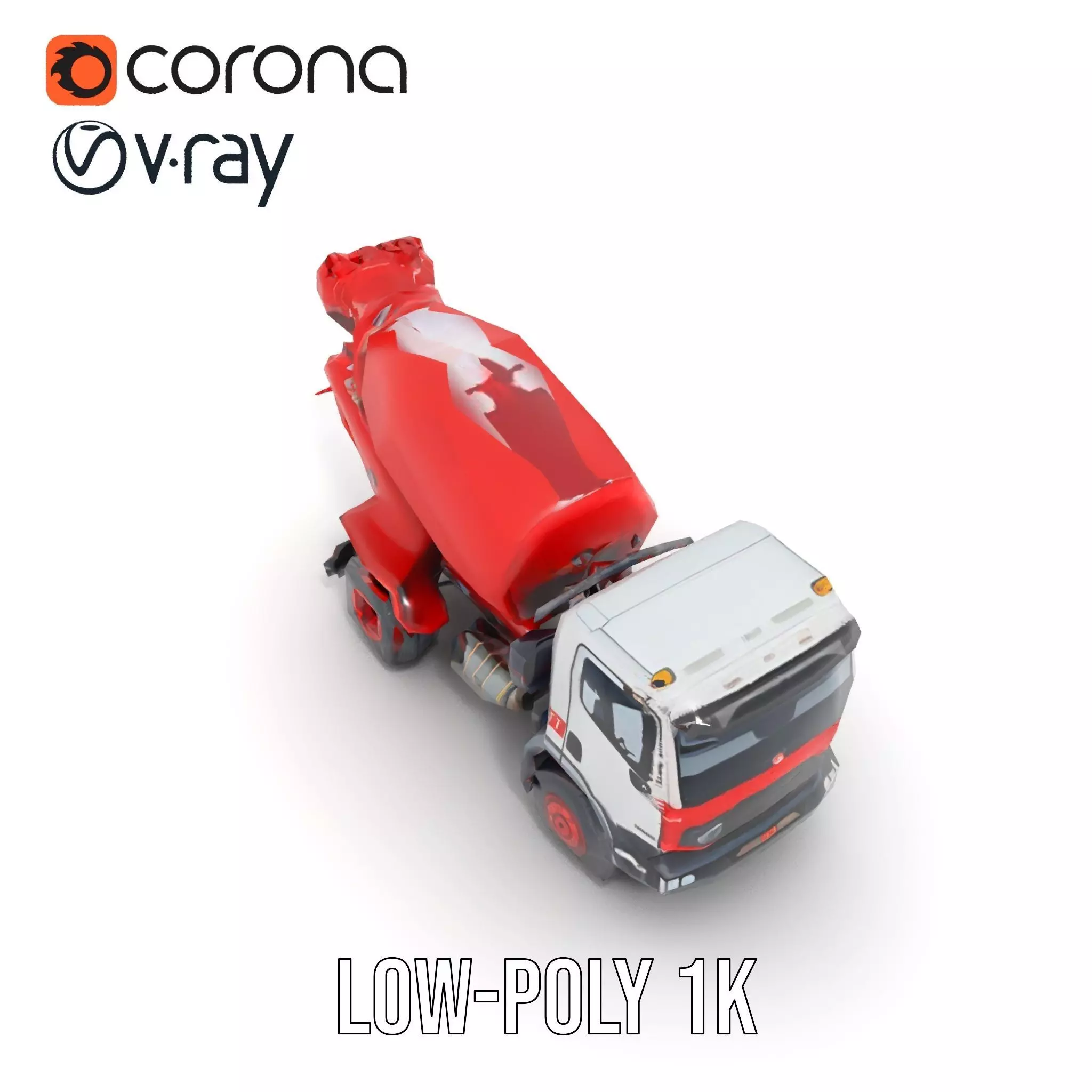 Red Cement Mixer model pack Low-poly 3D model_16