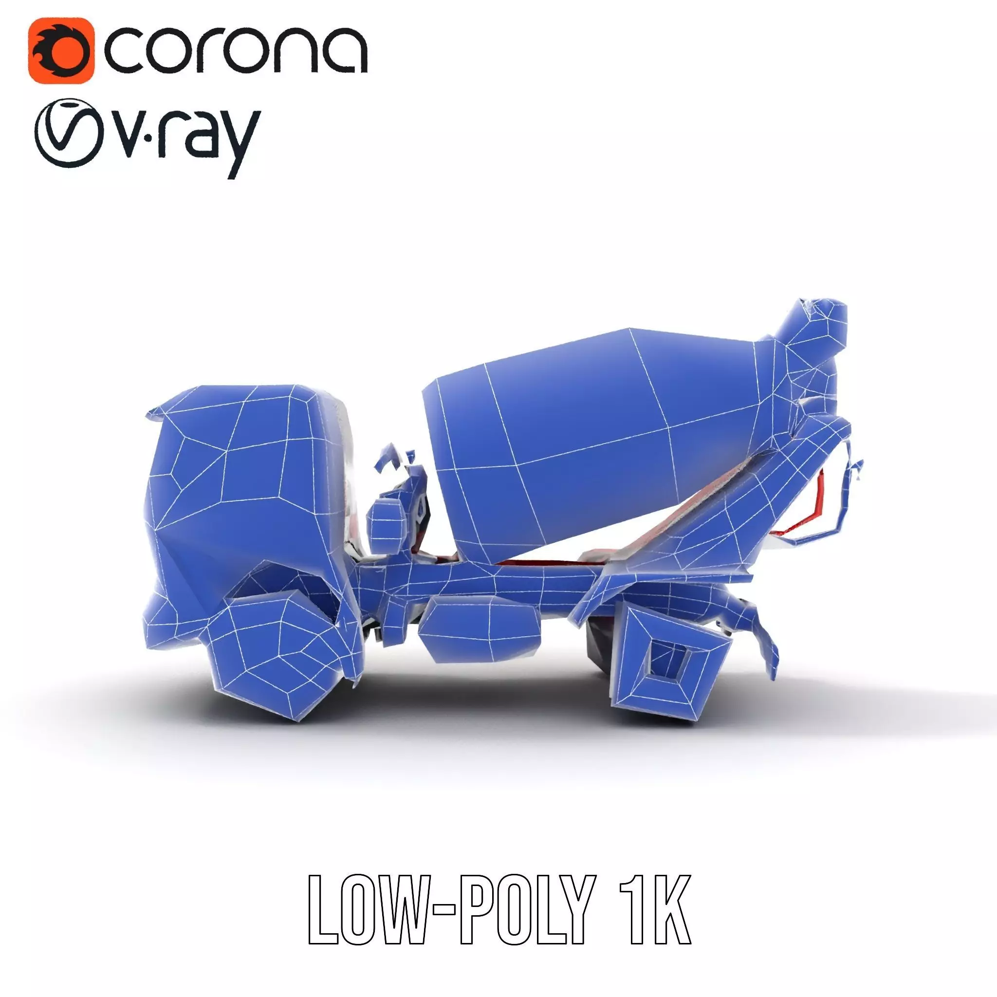 Red Cement Mixer model pack Low-poly 3D model_14