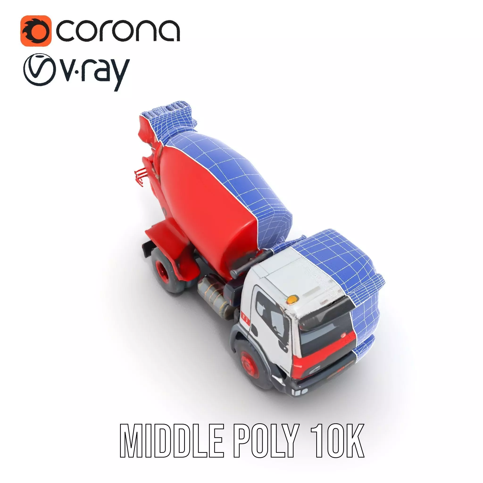Red Cement Mixer model pack Low-poly 3D model_27