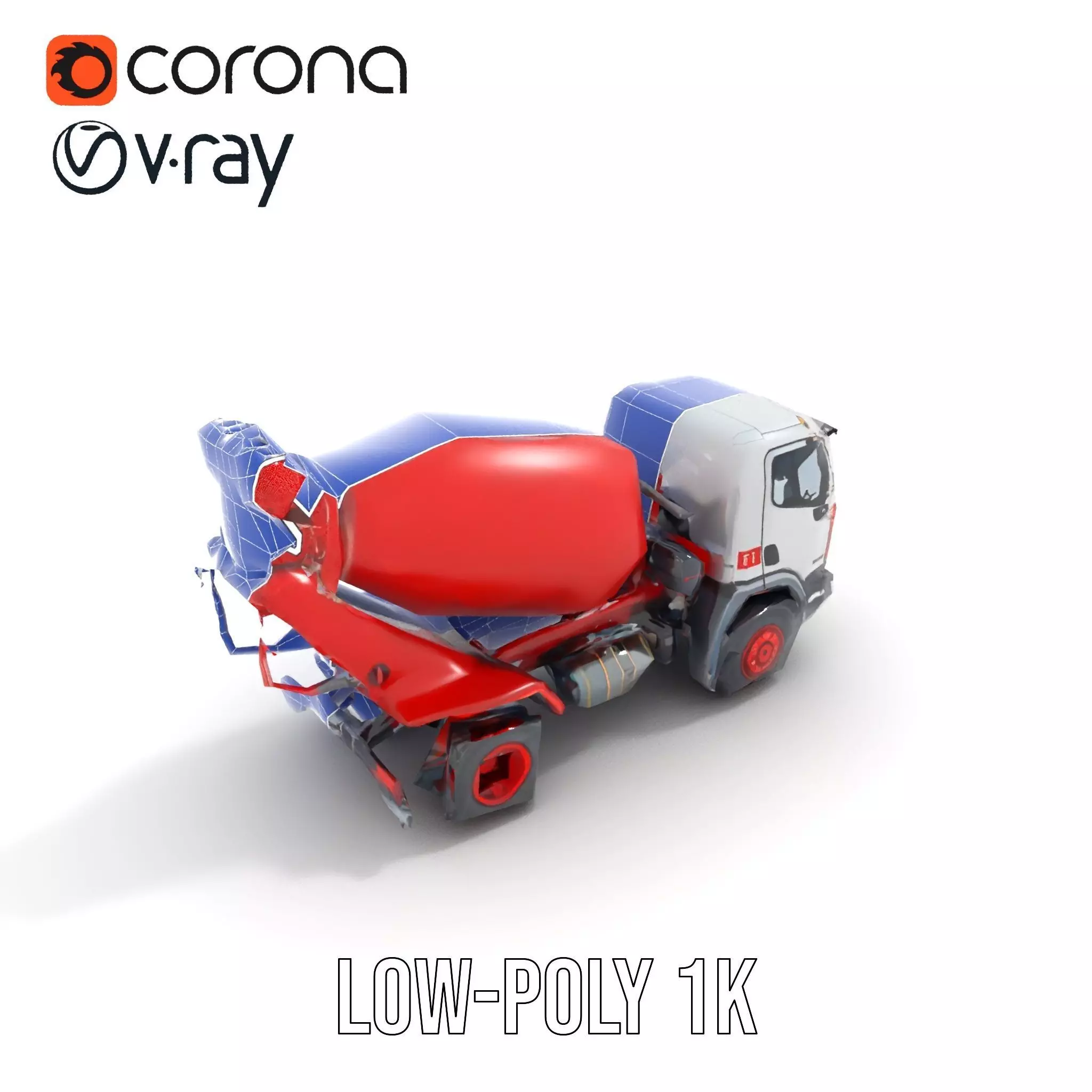 Red Cement Mixer model pack Low-poly 3D model_28