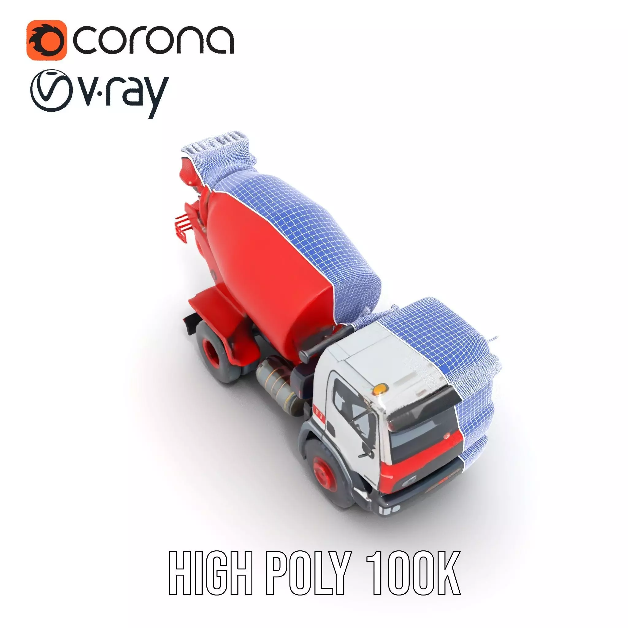 Red Cement Mixer model pack Low-poly 3D model_26