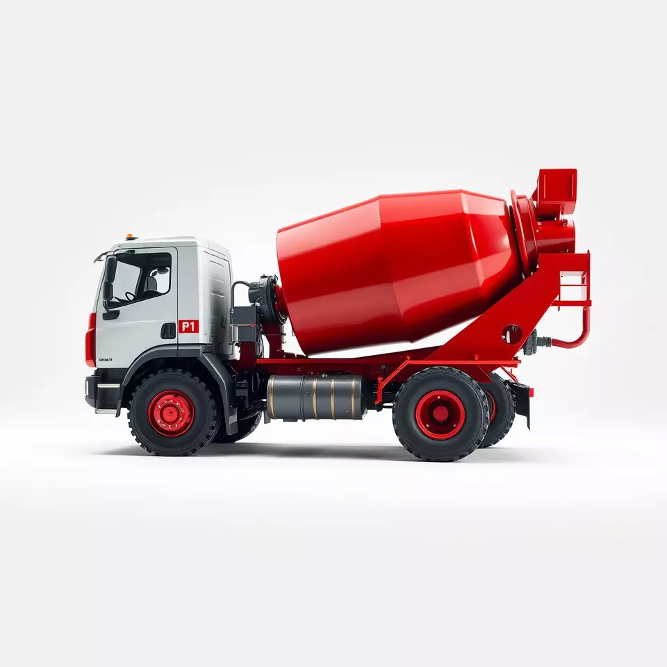 Red Cement Mixer model pack Low-poly 3D model_2
