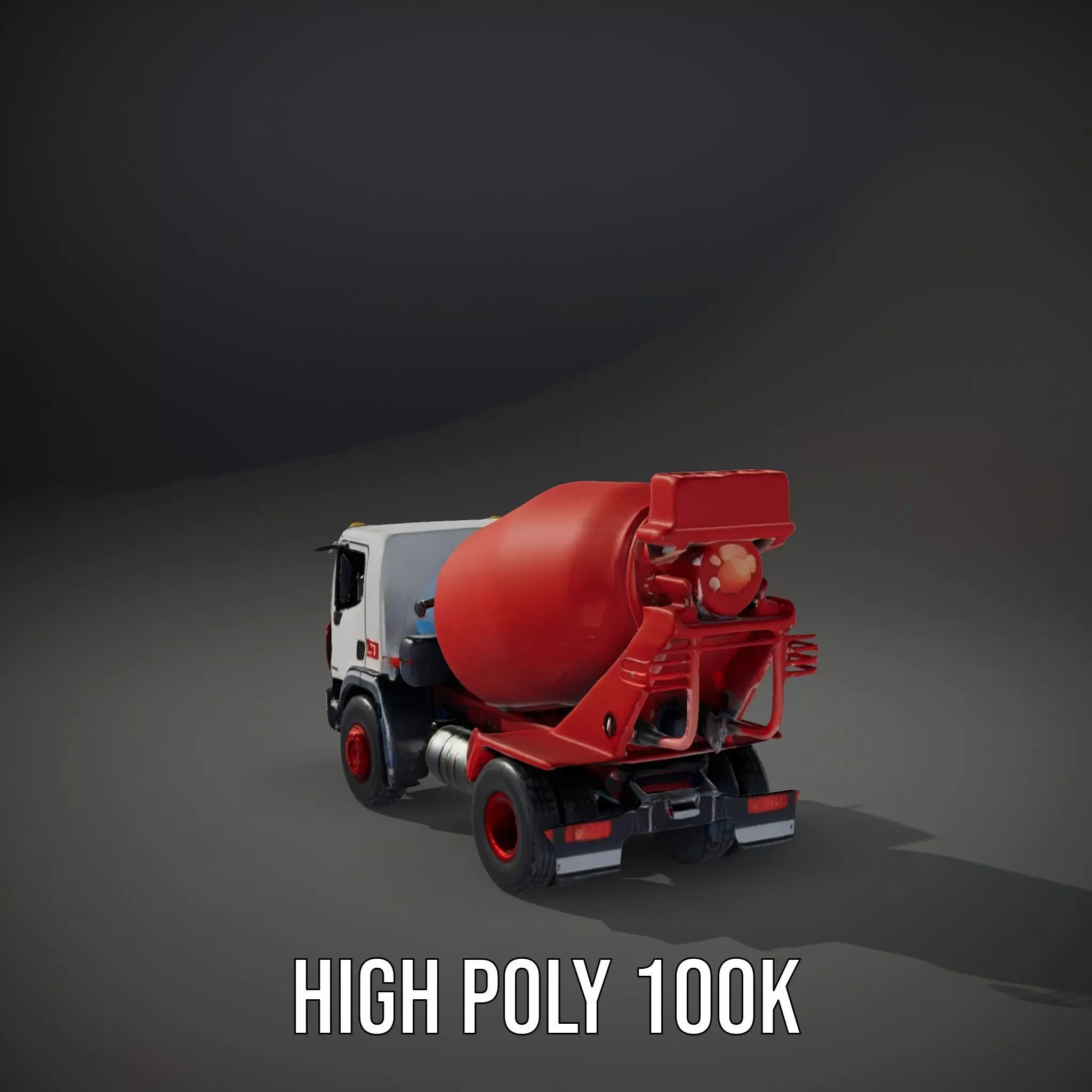 Red Cement Mixer model pack Low-poly 3D model_10
