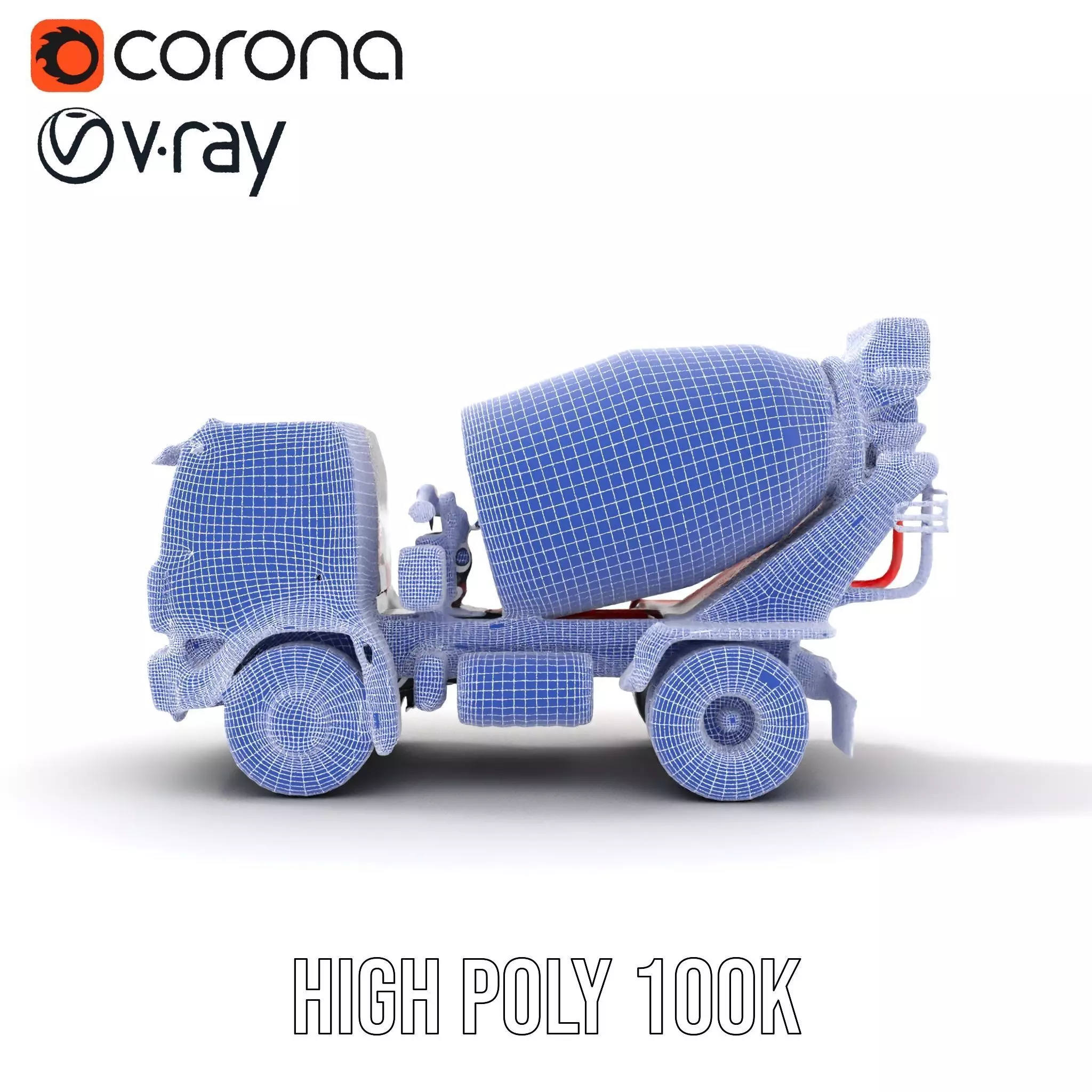 Red Cement Mixer model pack Low-poly 3D model_33