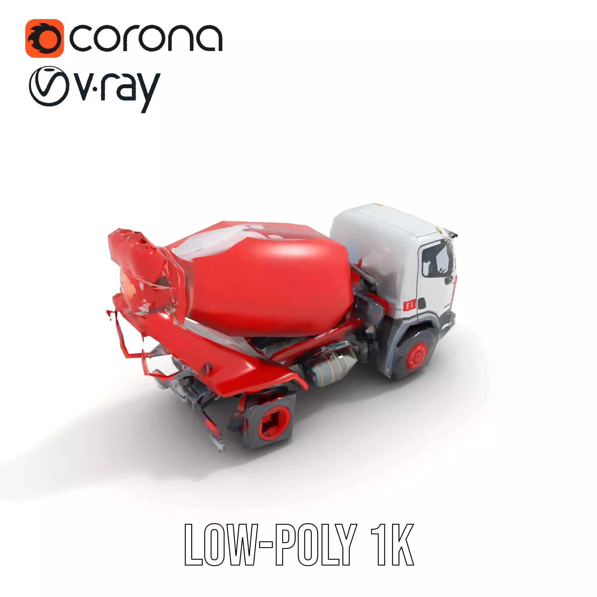 Red Cement Mixer model pack Low-poly 3D model_12