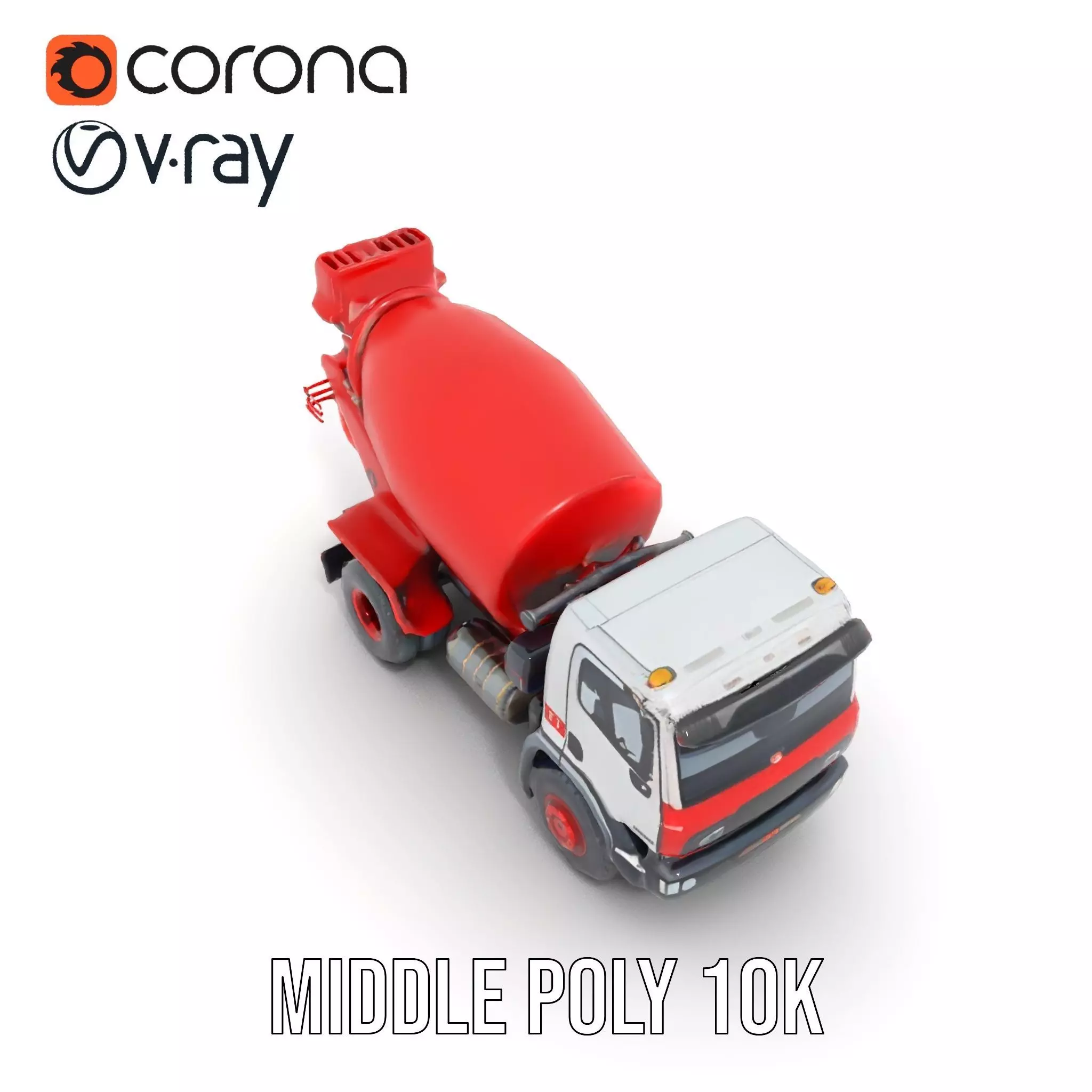 Red Cement Mixer model pack Low-poly 3D model_5