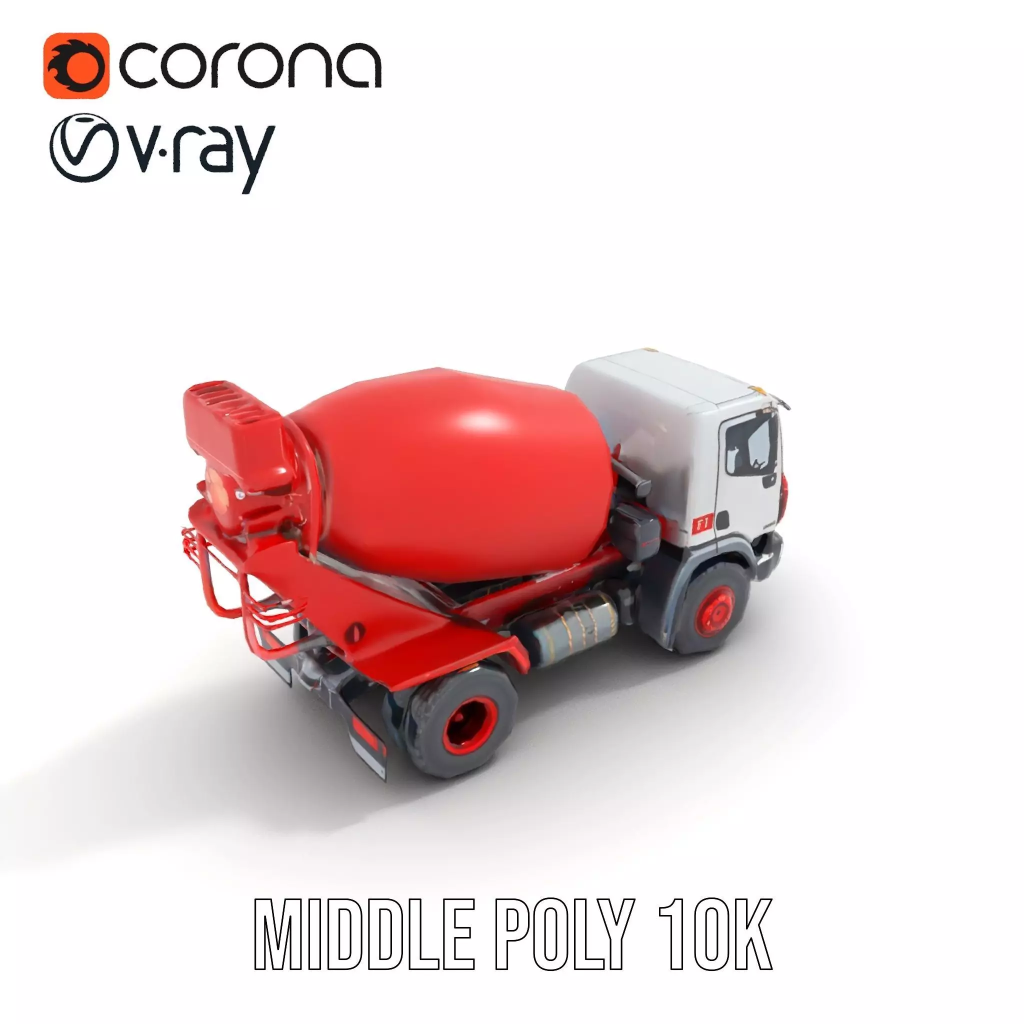 Red Cement Mixer model pack Low-poly 3D model_15