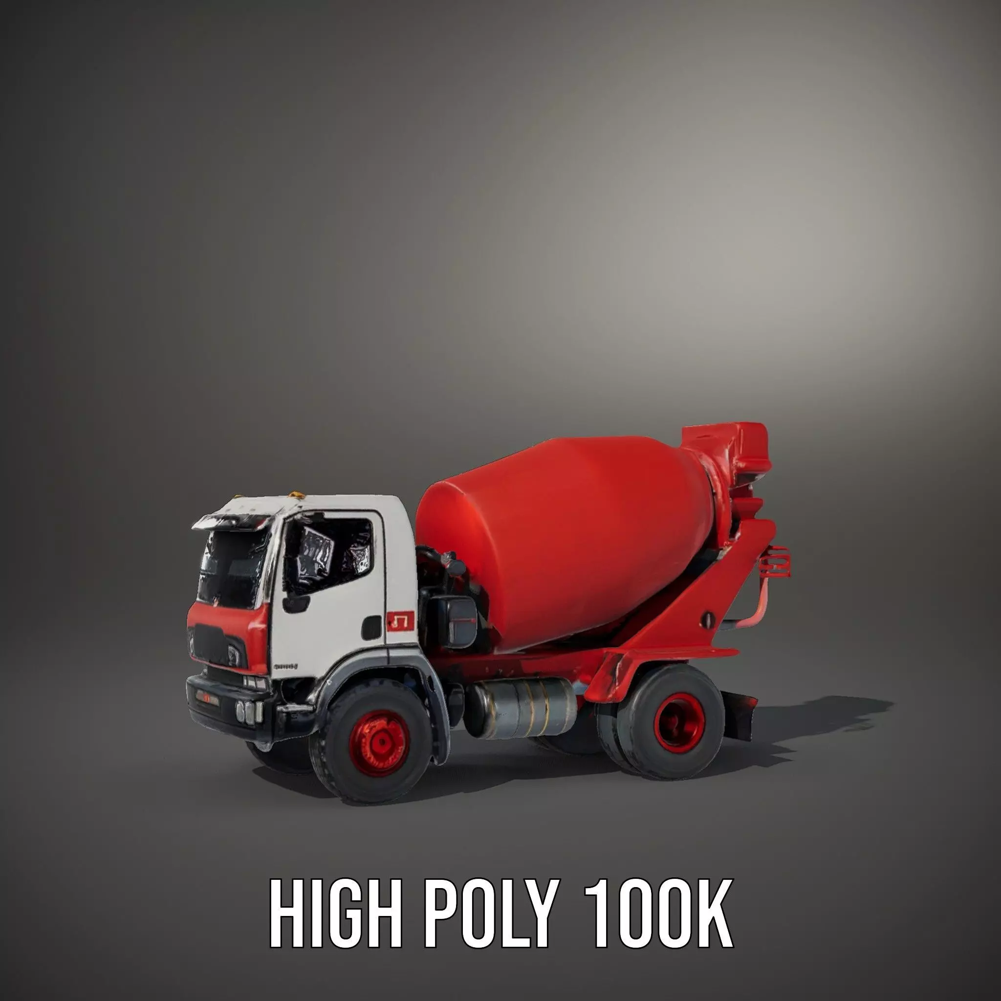 Red Cement Mixer model pack Low-poly 3D model_8