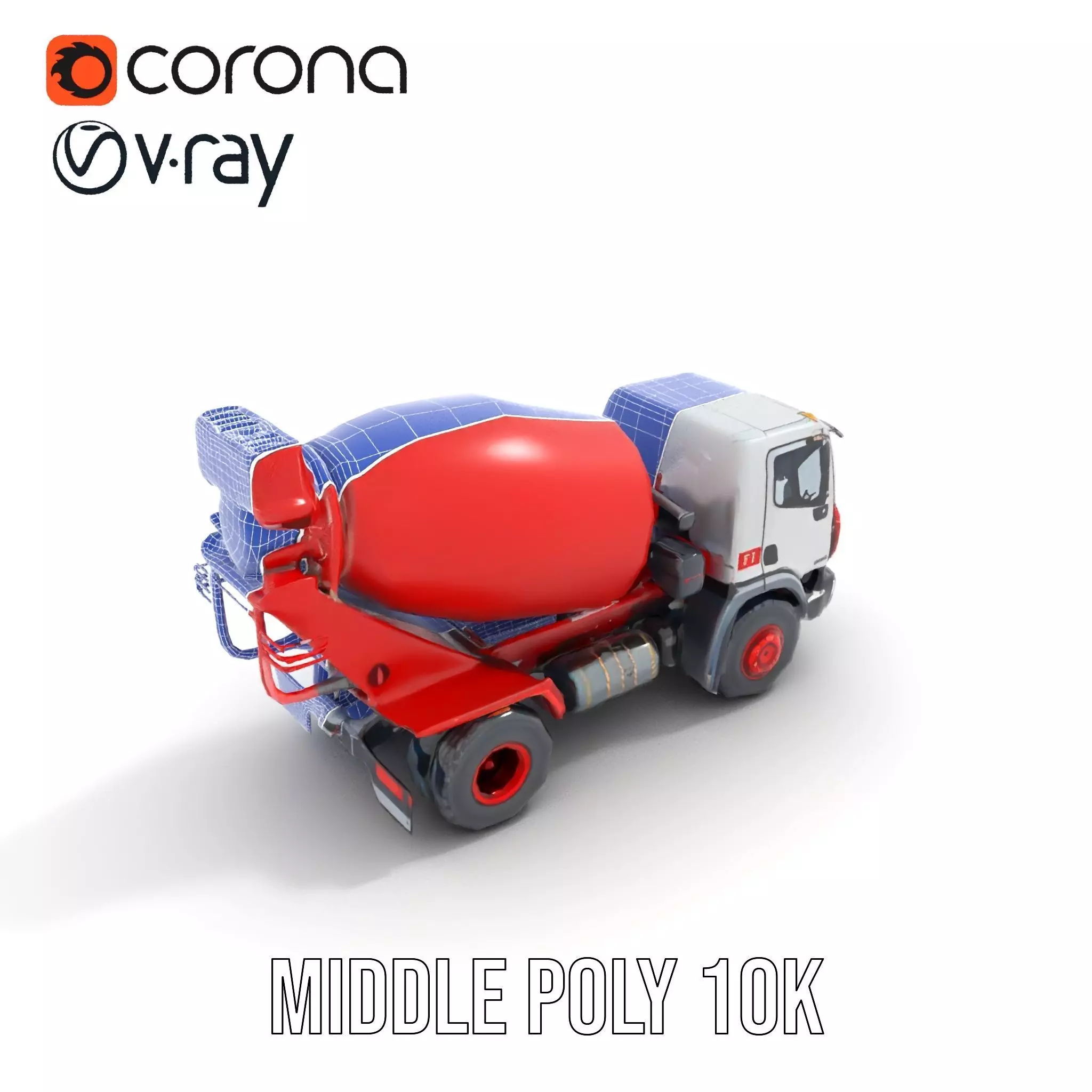 Red Cement Mixer model pack Low-poly 3D model_29