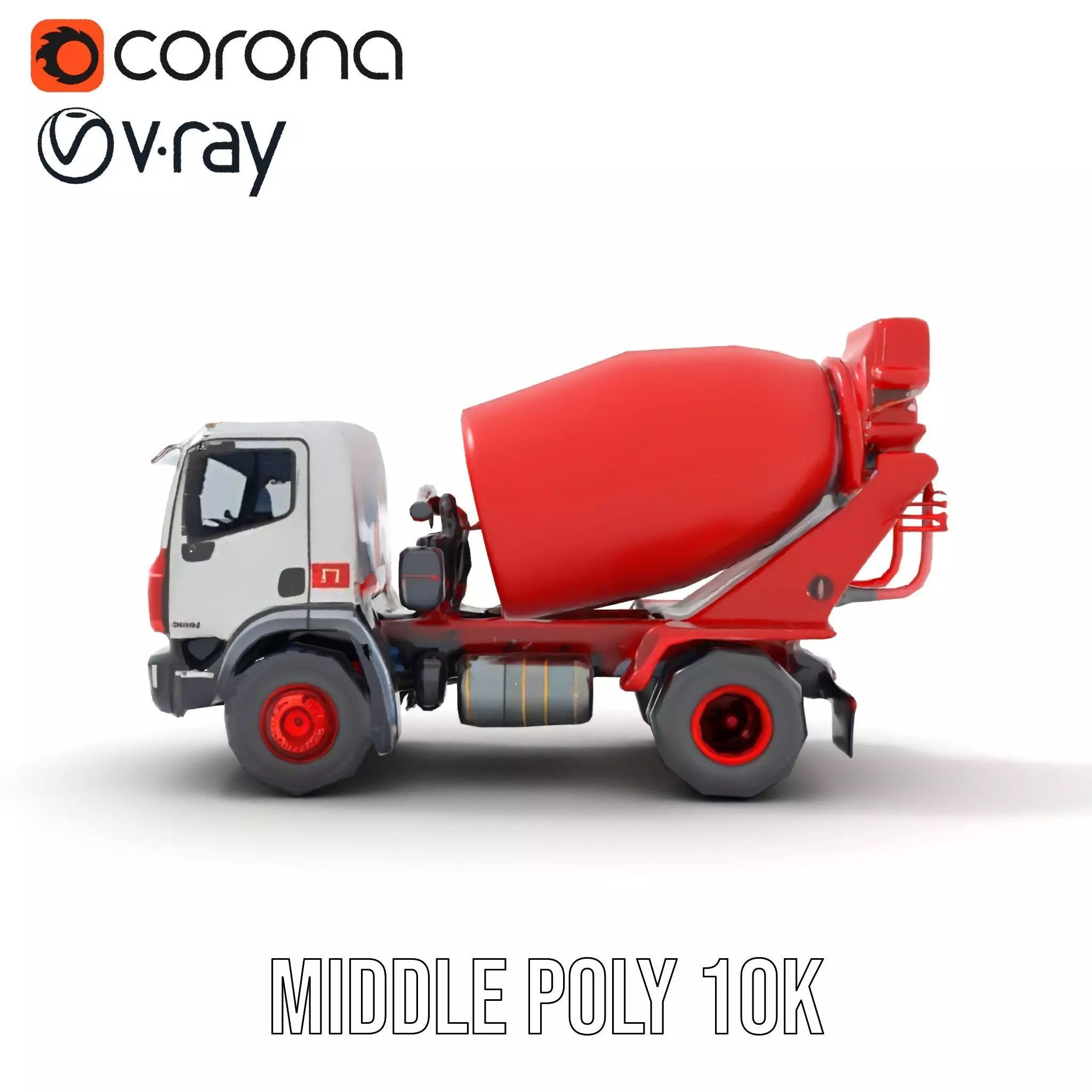 Red Cement Mixer model pack Low-poly 3D model_11