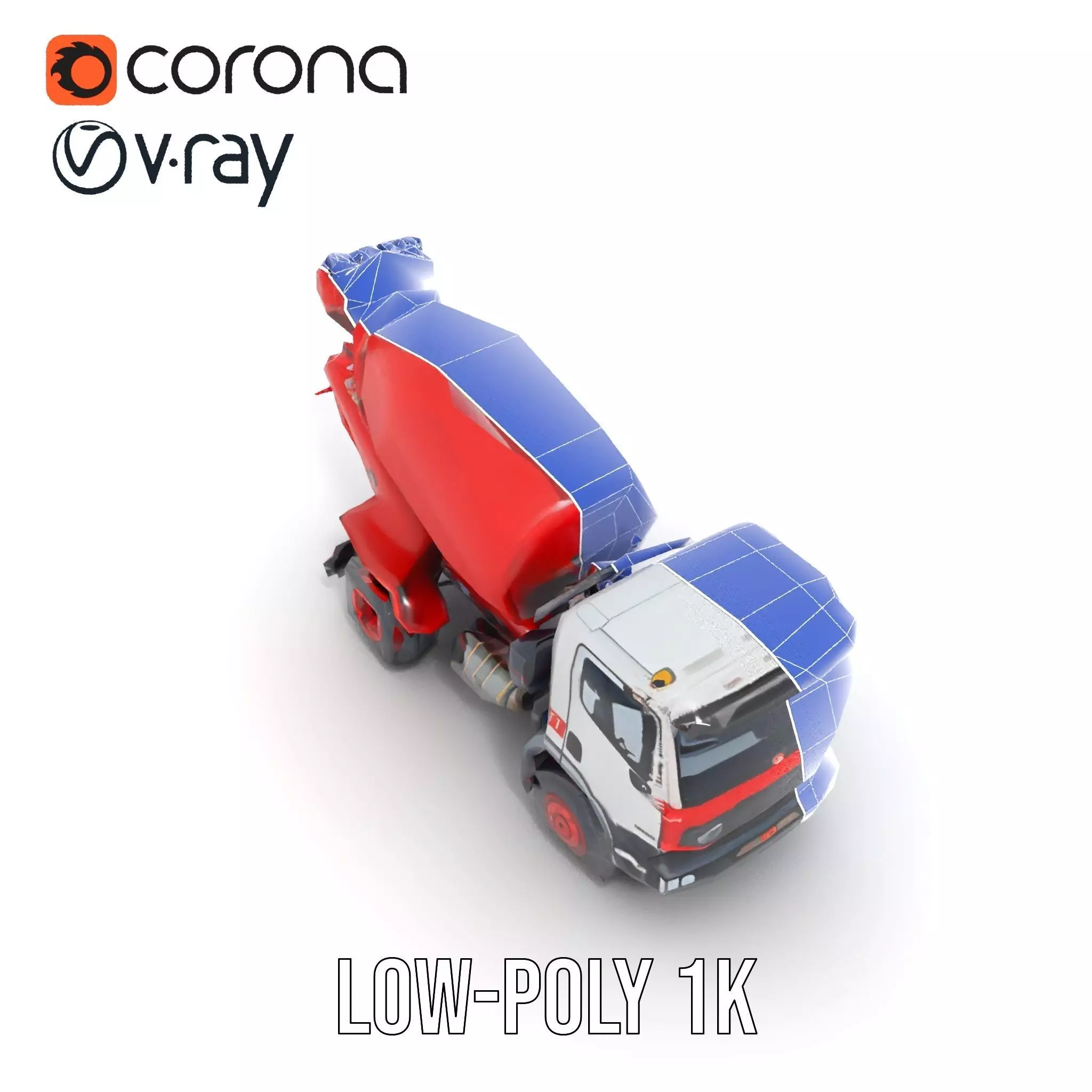 Red Cement Mixer model pack Low-poly 3D model_22