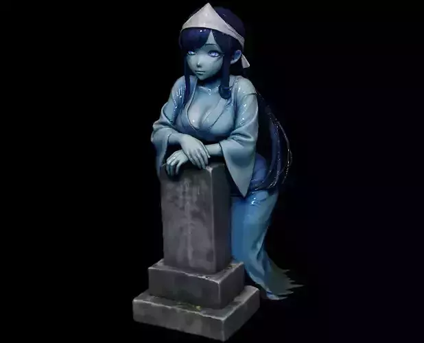 Anime-Style Ghost Girl with Tombstone FBX STL OBJ ZPR 3D print model Anime-Style Ghost Girl with Tombstone FBX STL OBJ ZPR 3D print model