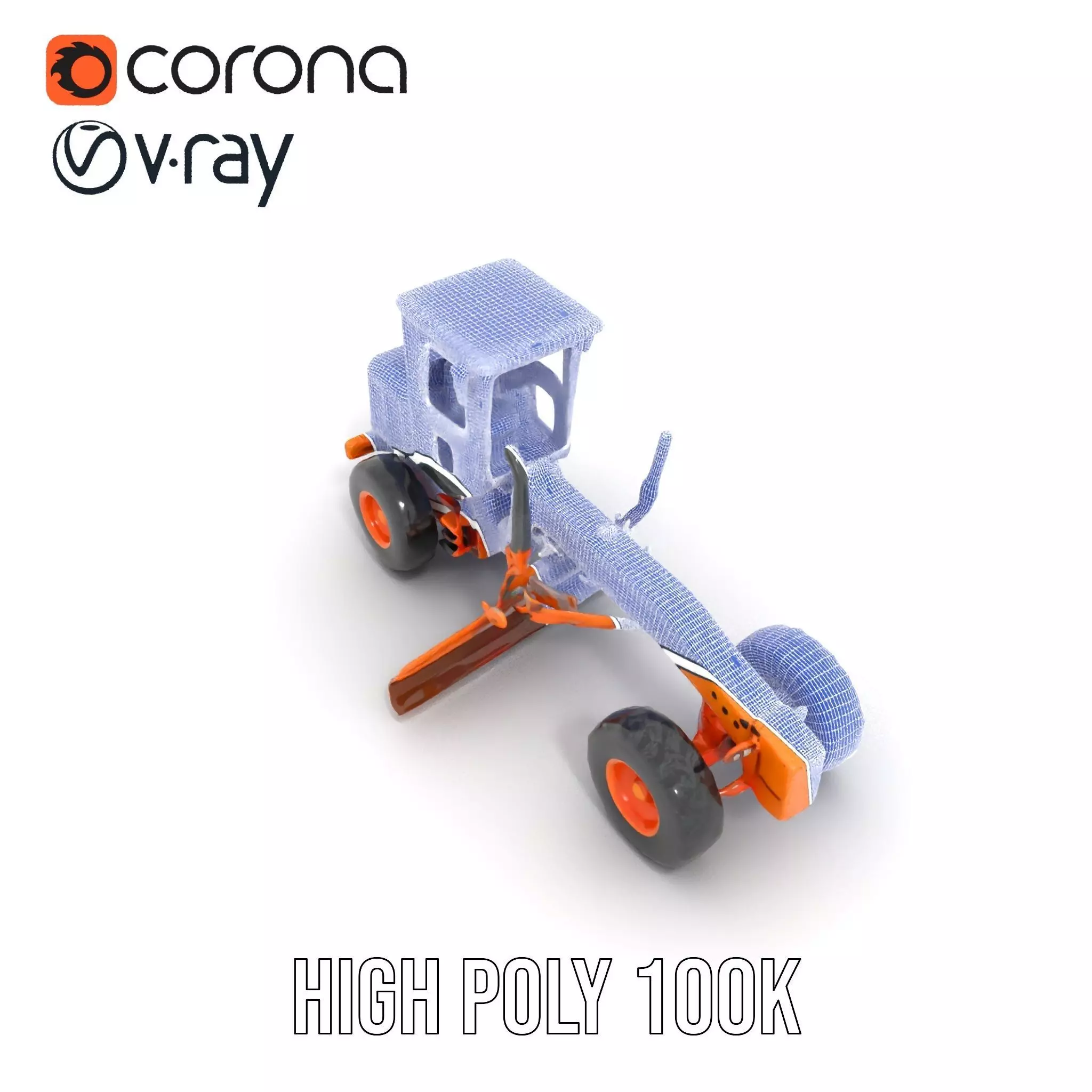 Orange Road Grader model pack Low-poly 3D model_32