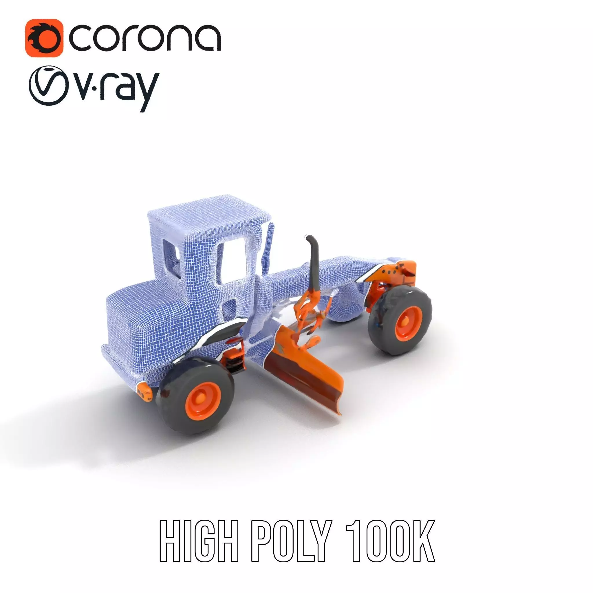 Orange Road Grader model pack Low-poly 3D model_31