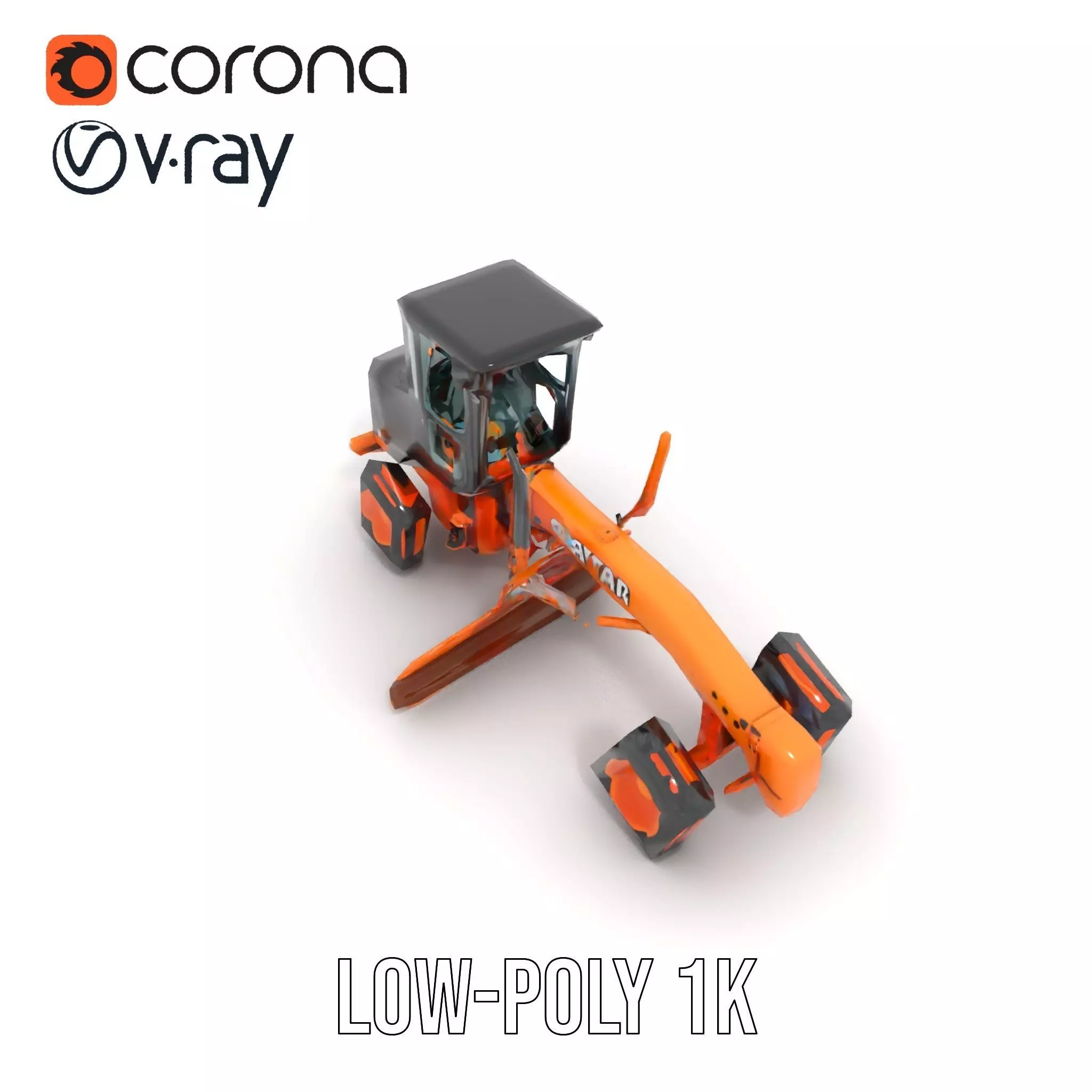 Orange Road Grader model pack Low-poly 3D model_9