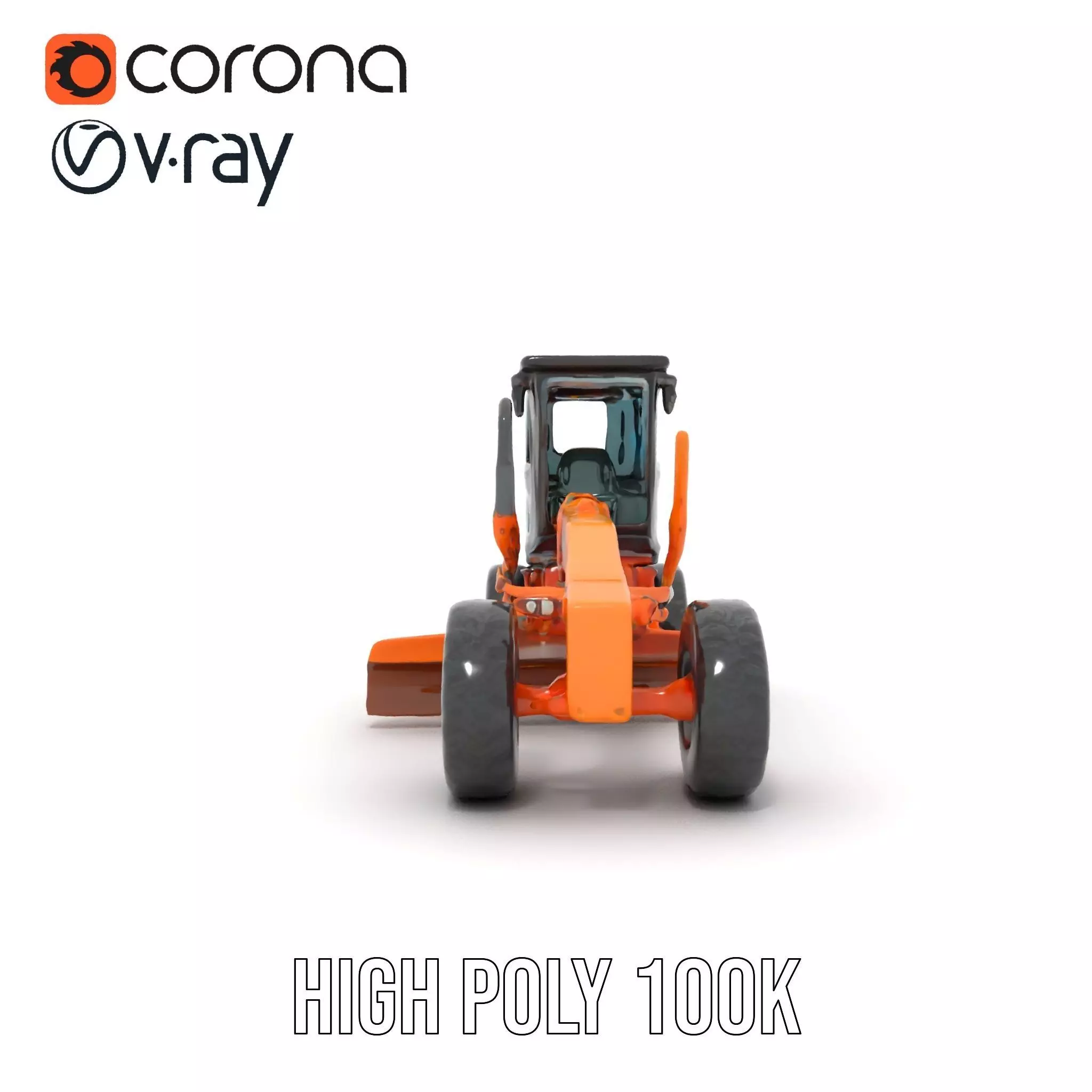 Orange Road Grader model pack Low-poly 3D model_26