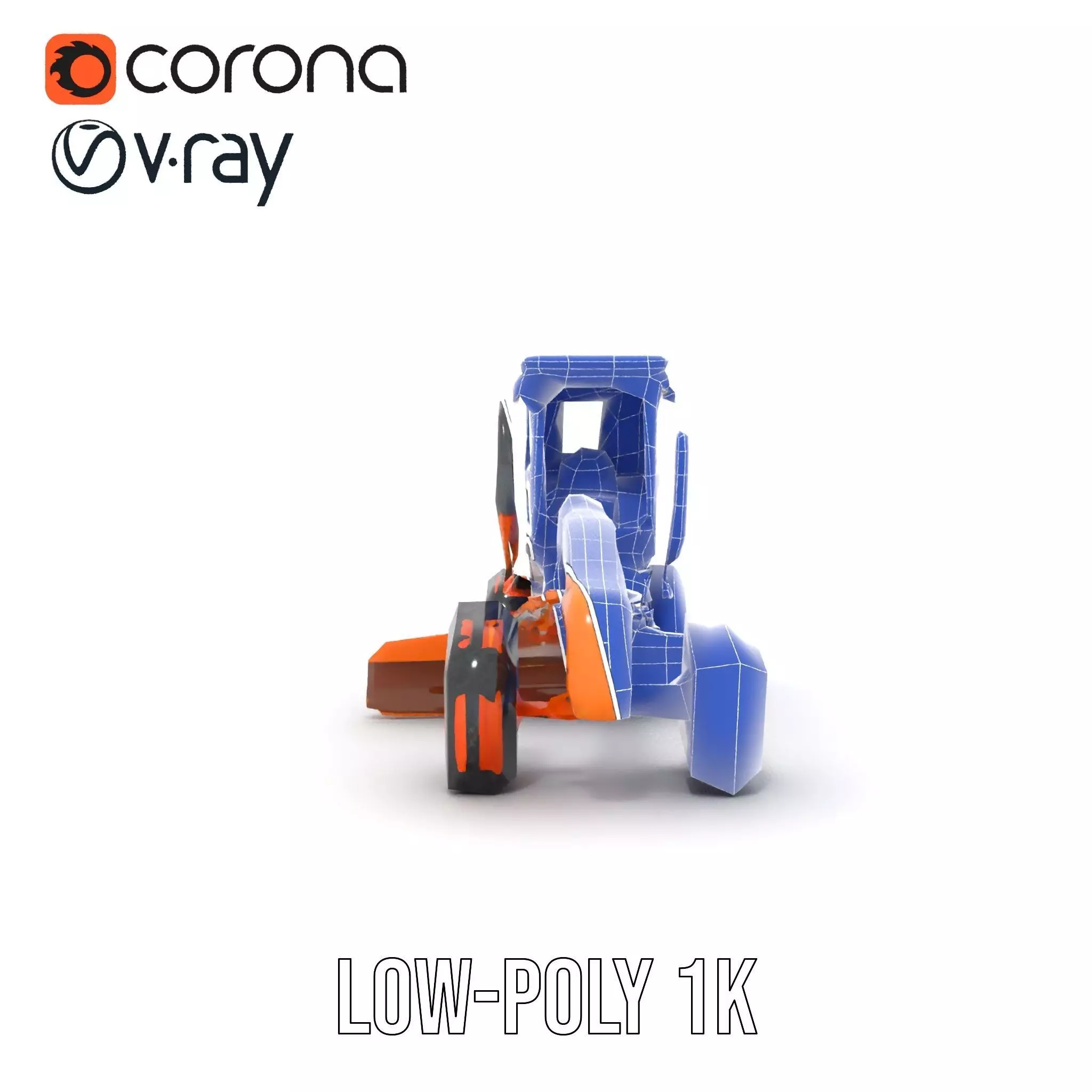 Orange Road Grader model pack Low-poly 3D model_30