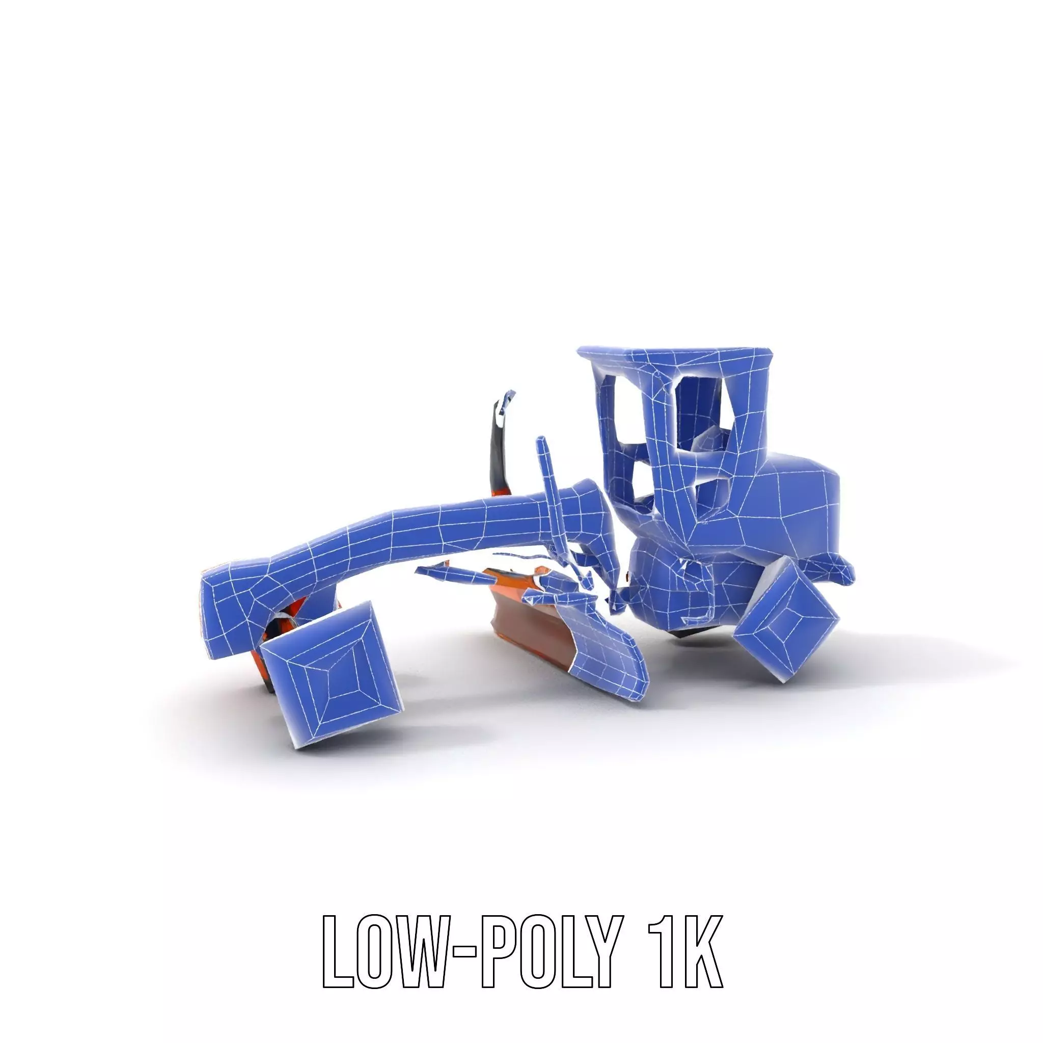 Orange Road Grader model pack Low-poly 3D model_12