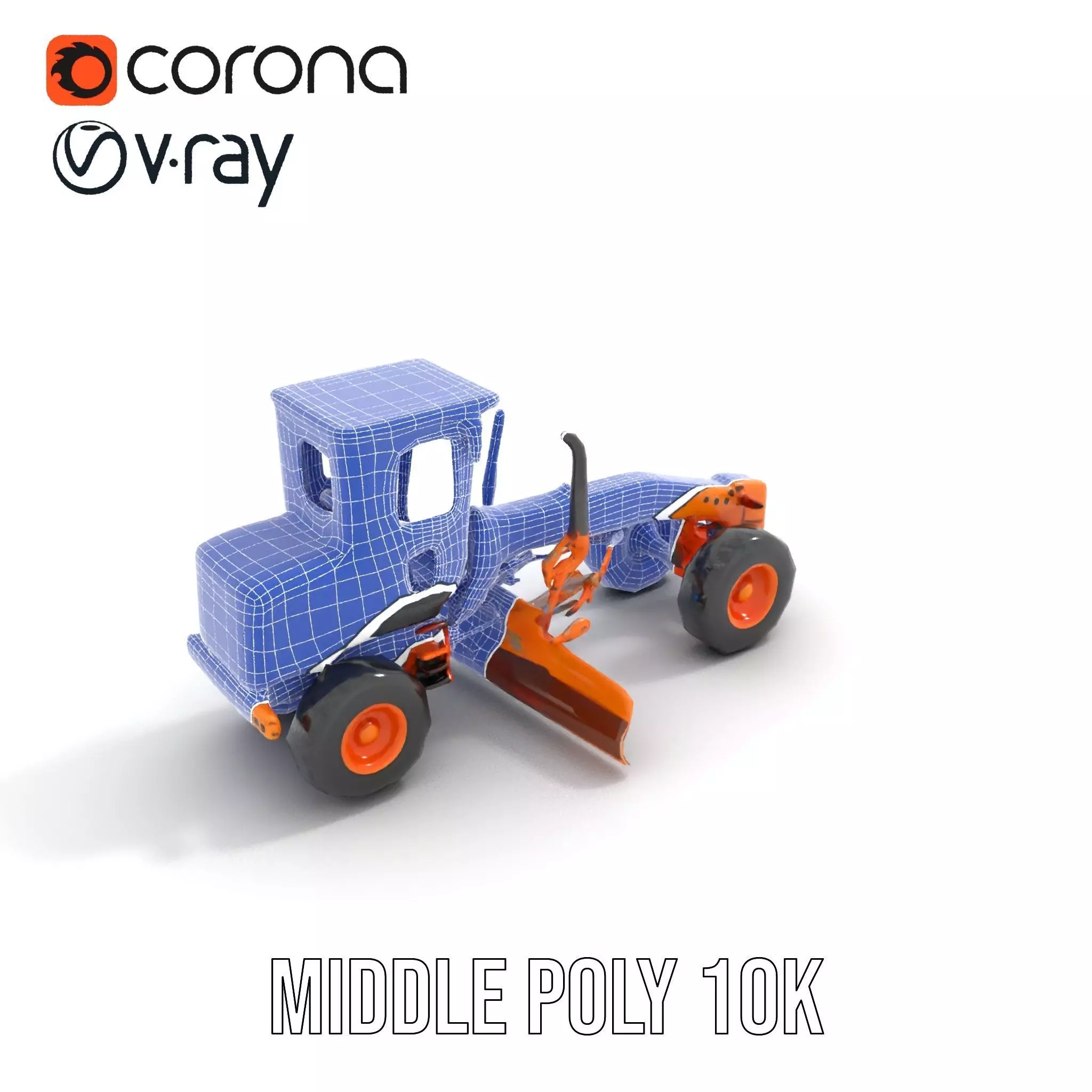 Orange Road Grader model pack Low-poly 3D model_18