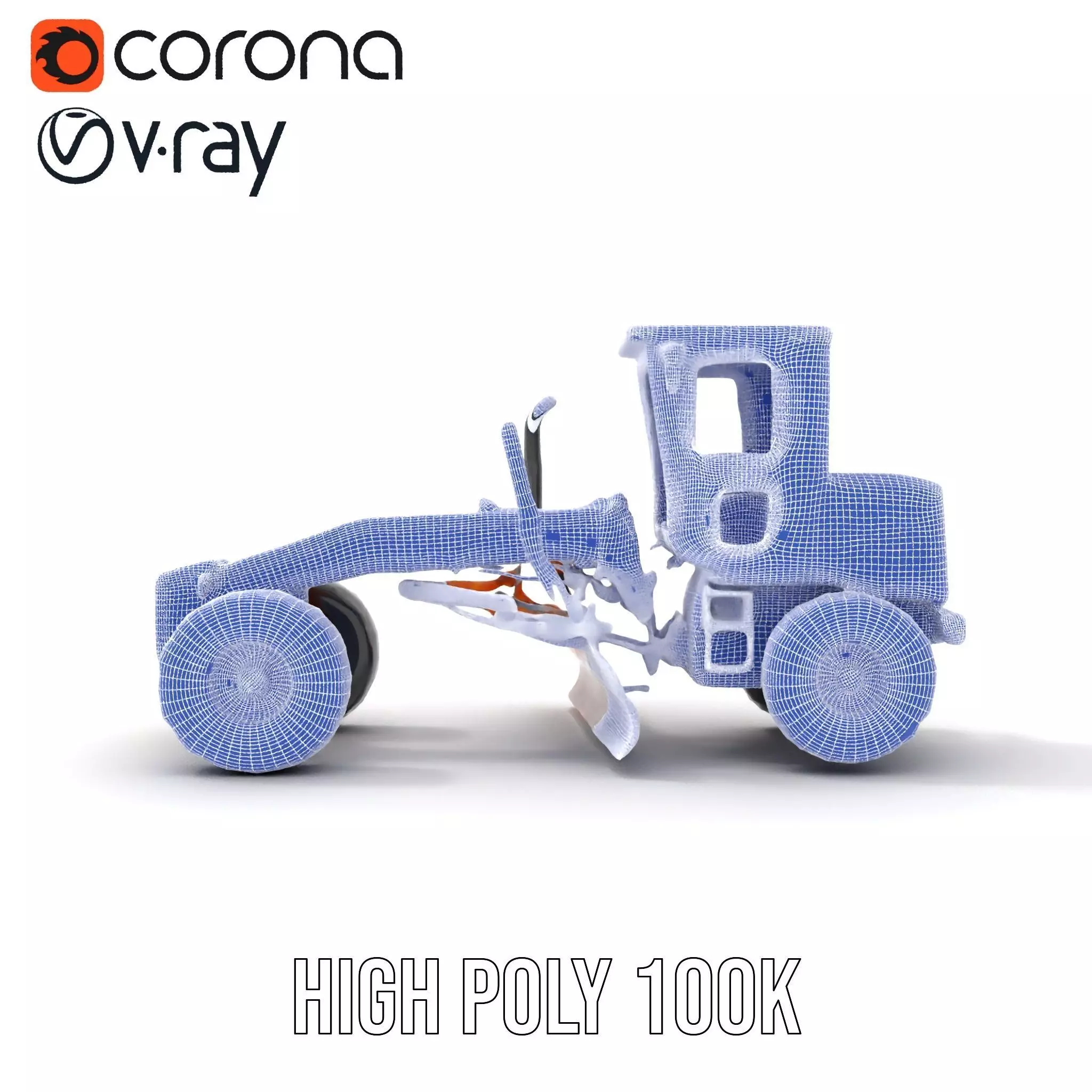 Orange Road Grader model pack Low-poly 3D model_33