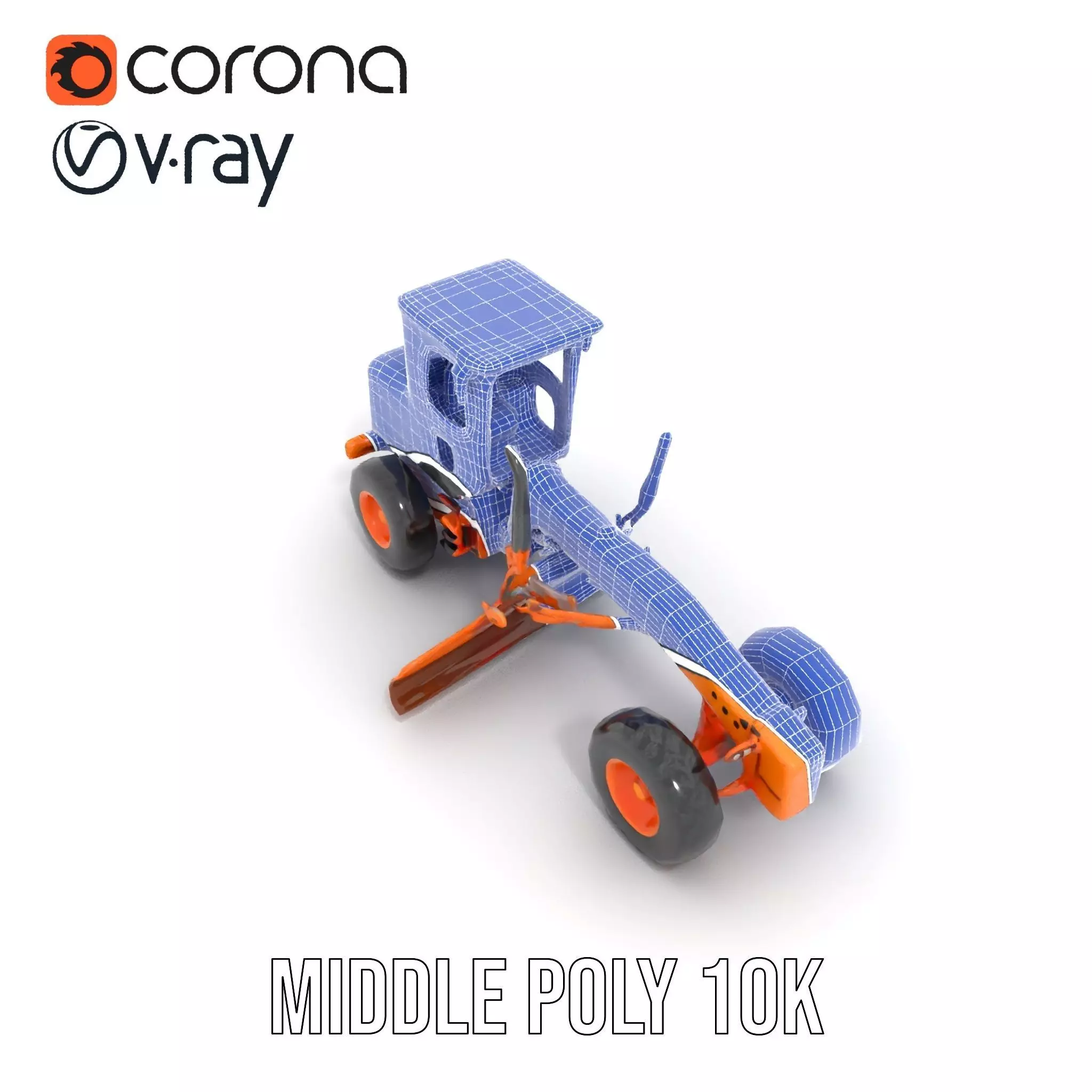 Orange Road Grader model pack Low-poly 3D model_27