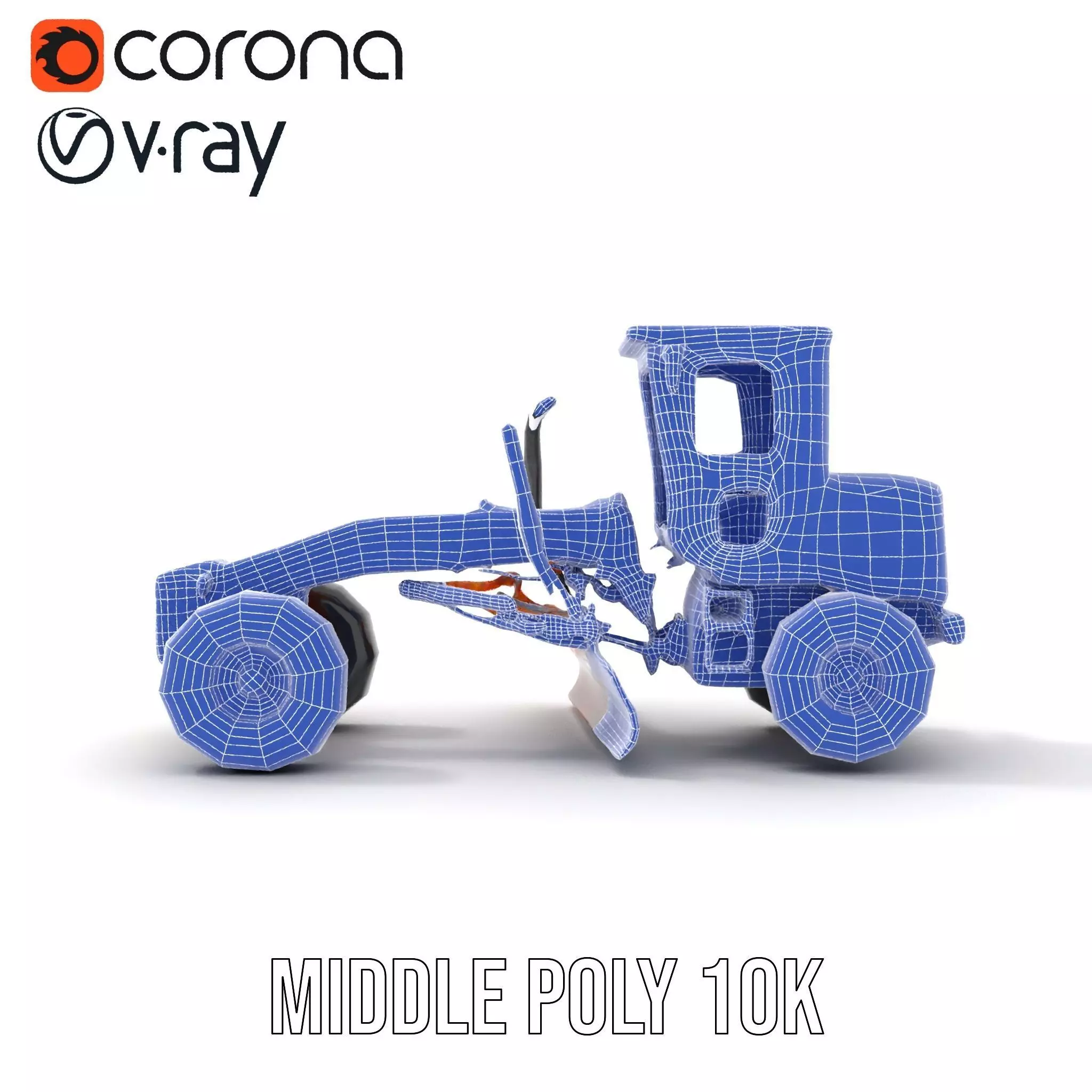Orange Road Grader model pack Low-poly 3D model_16